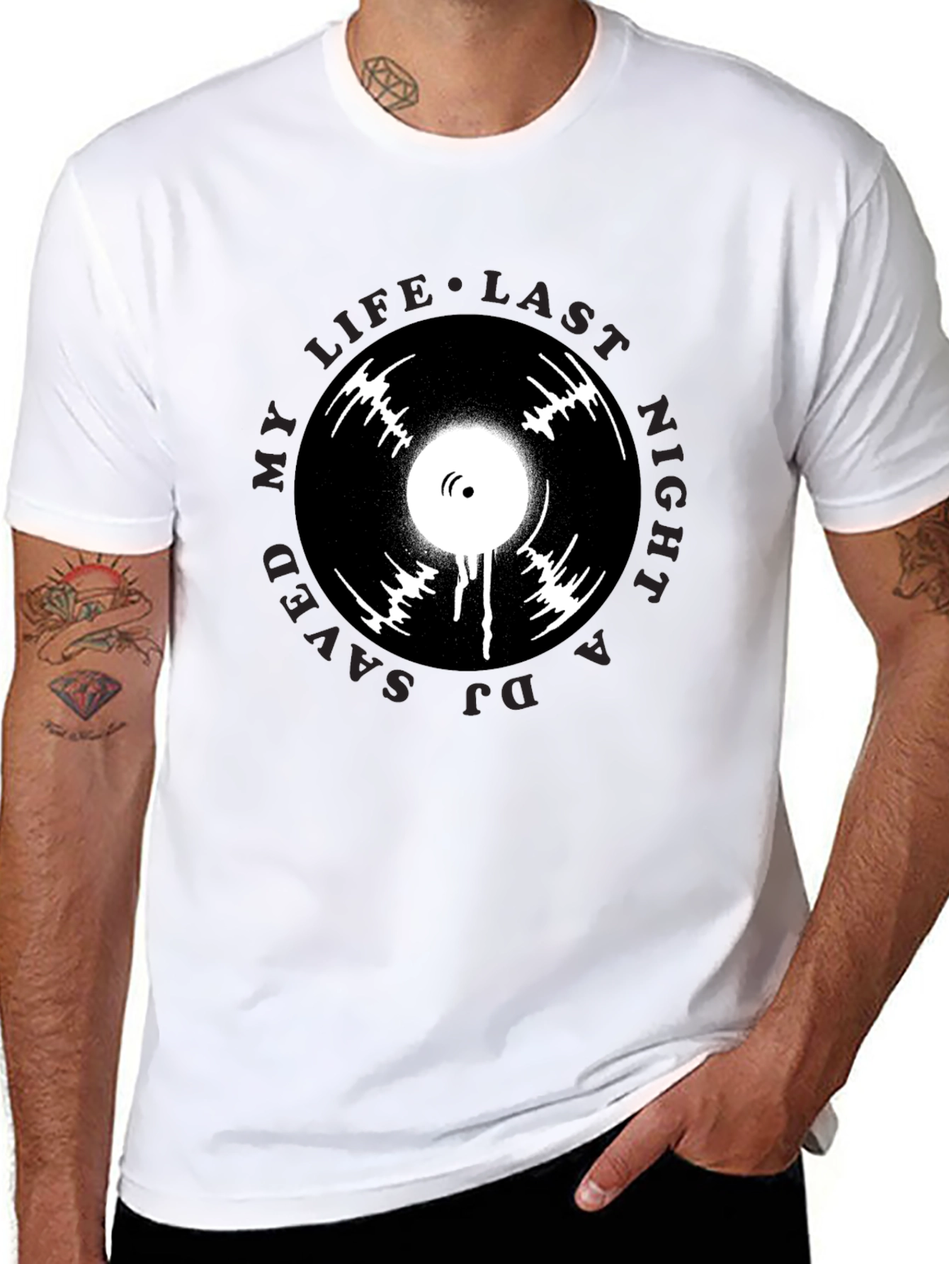 DJ Saved My Life T-Shirt Black Vinyl Graphic Tee
