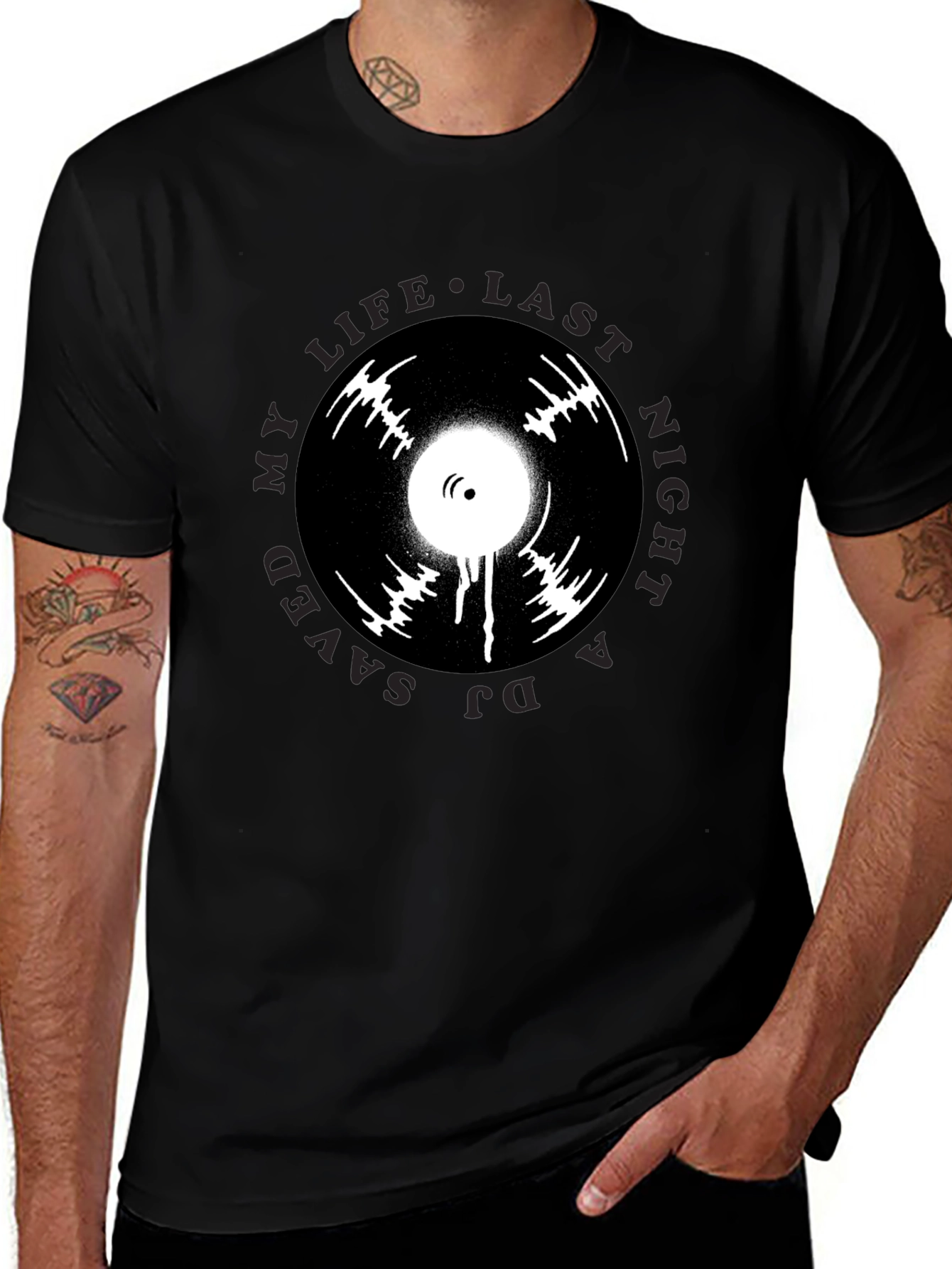 DJ Saved My Life T-Shirt Black Vinyl Graphic Tee