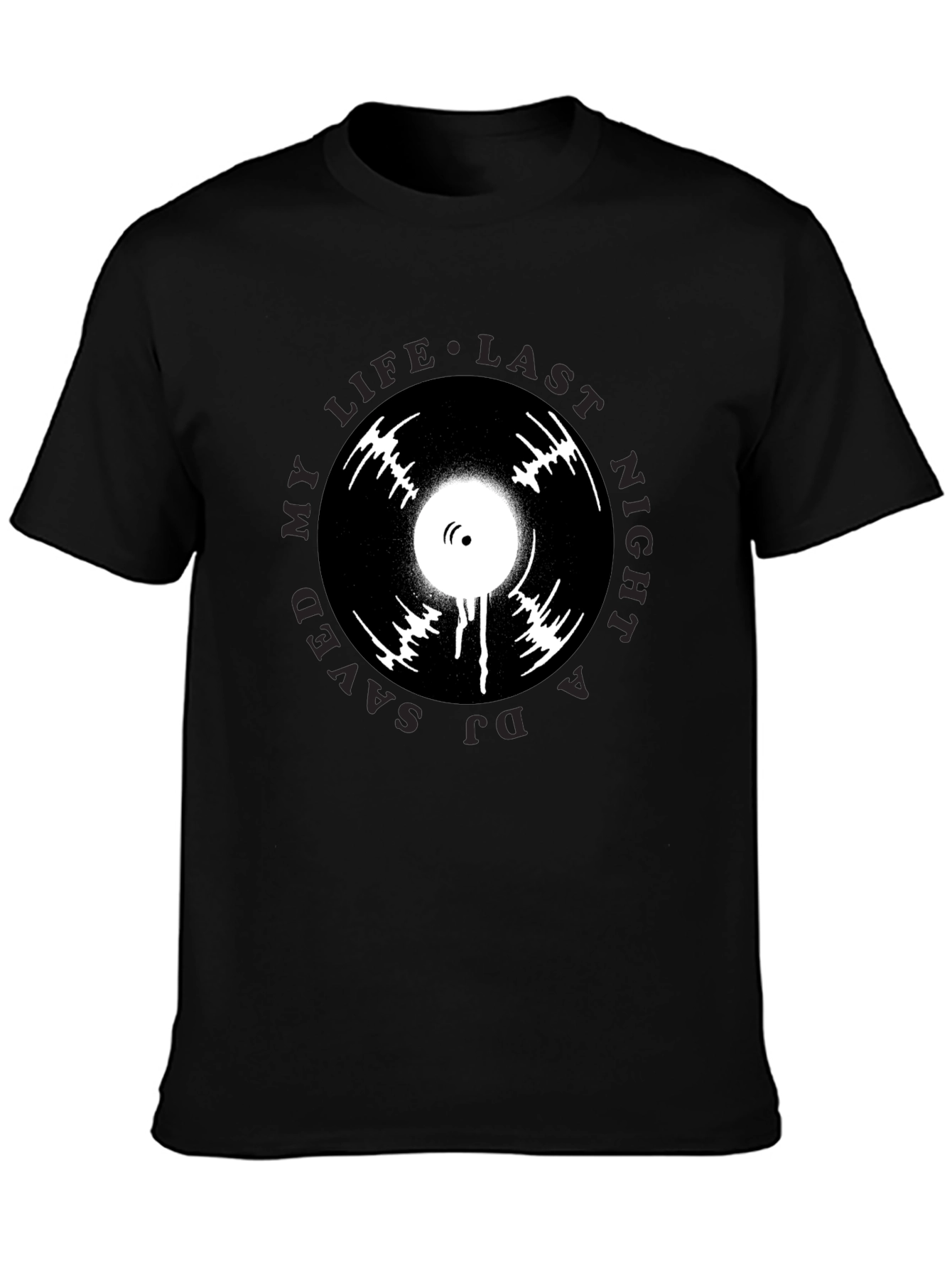 DJ Saved My Life T-Shirt Black Vinyl Graphic Tee