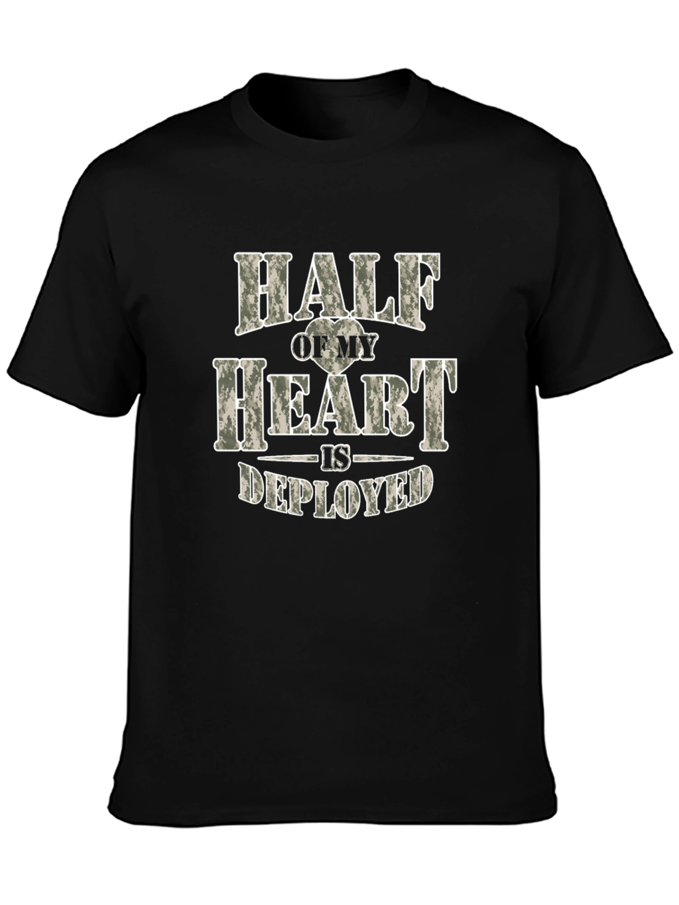 Half My Heart is Deployed Black Tee