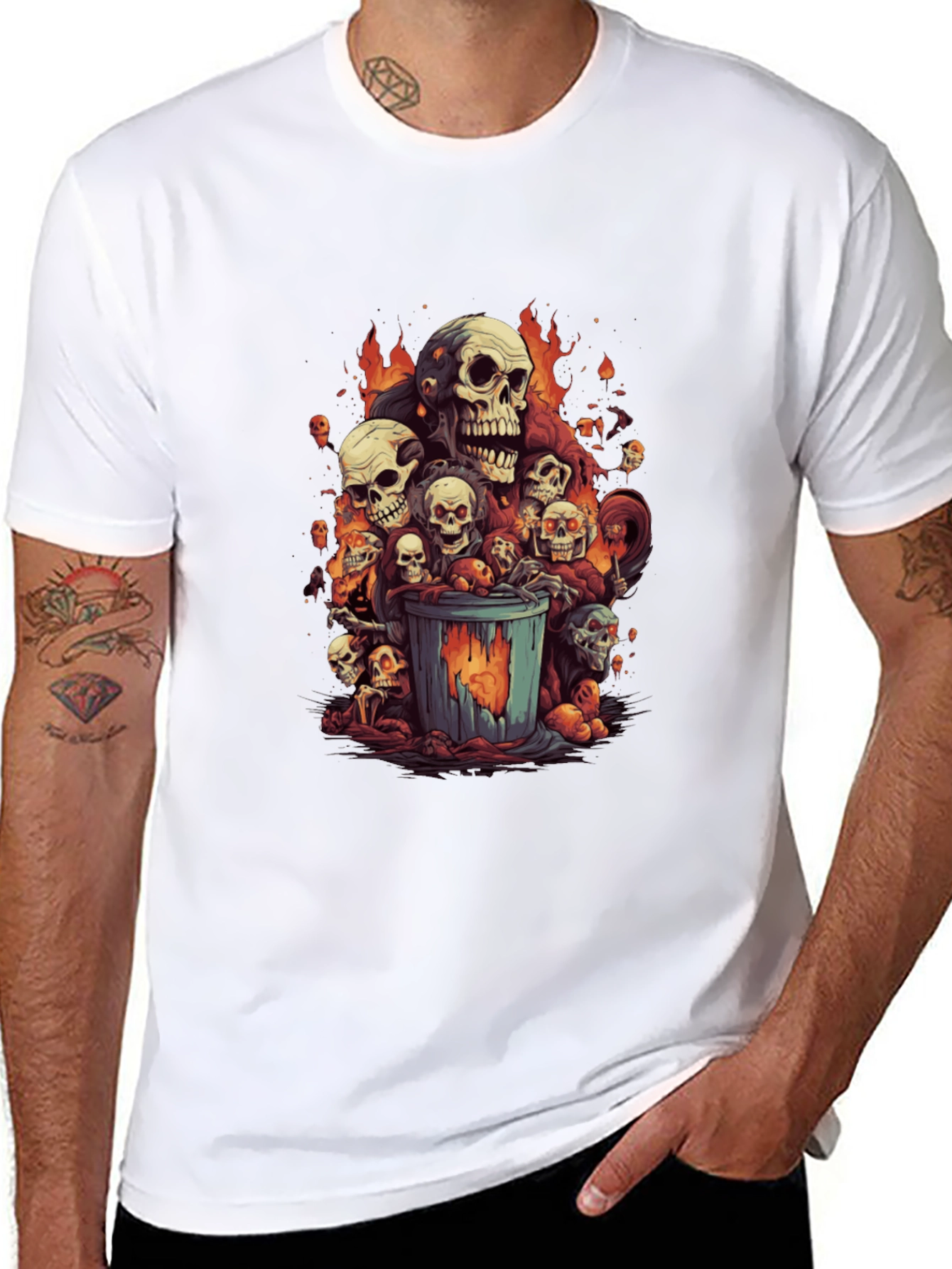 Skull Trash Can Graphic Tee - Mens Black T-Shirt