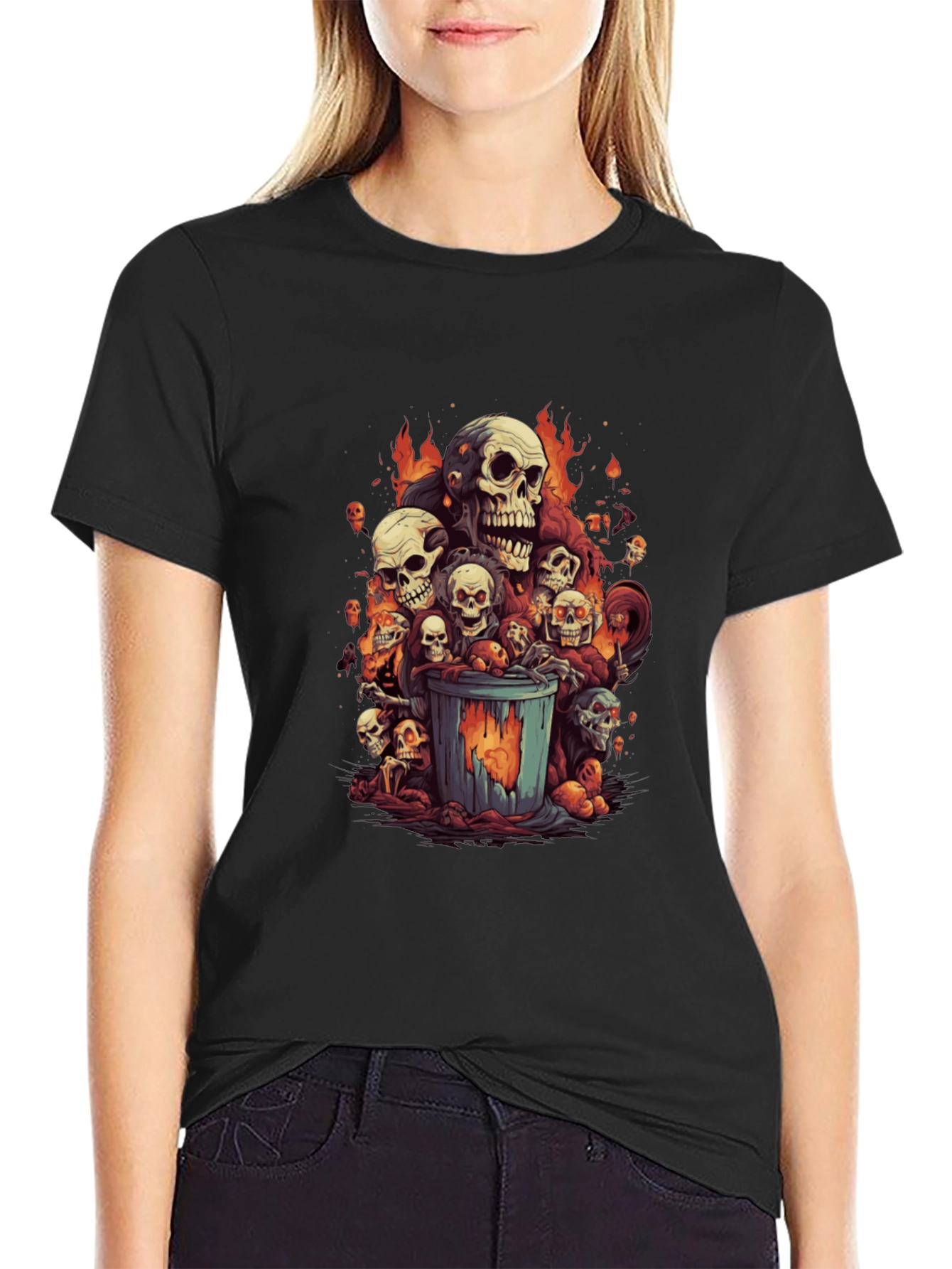Skull Trash Can Graphic Tee - Mens Black T-Shirt