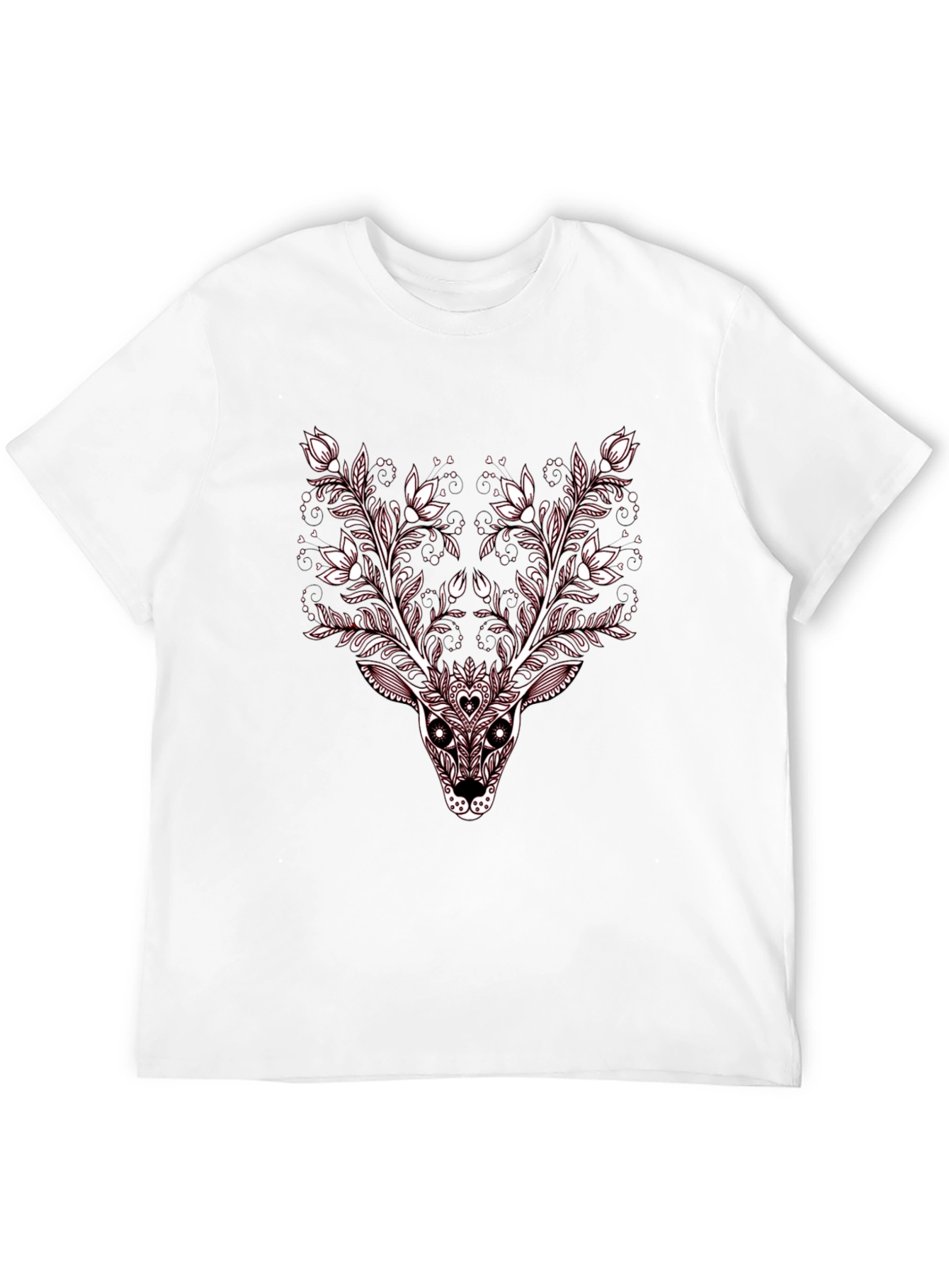 Floral Deer Graphic Tee - Stylish Black T-Shirt