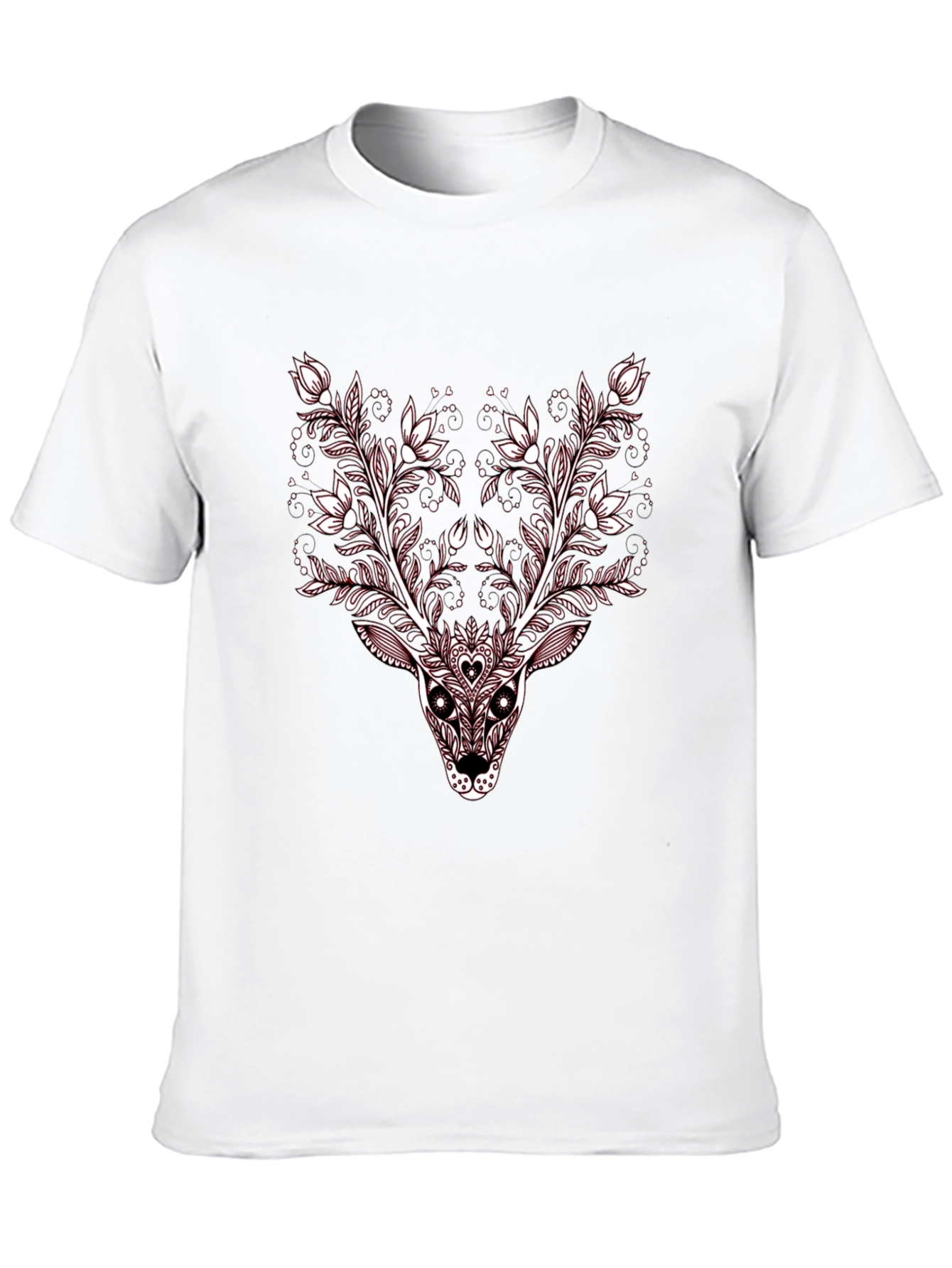 Floral Deer Graphic Tee - Stylish Black T-Shirt