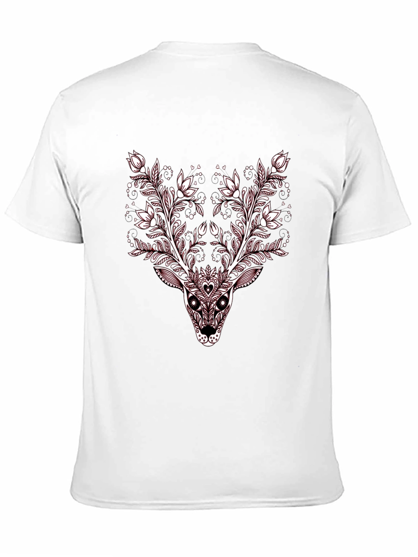 Floral Deer Graphic Tee - Stylish Black T-Shirt