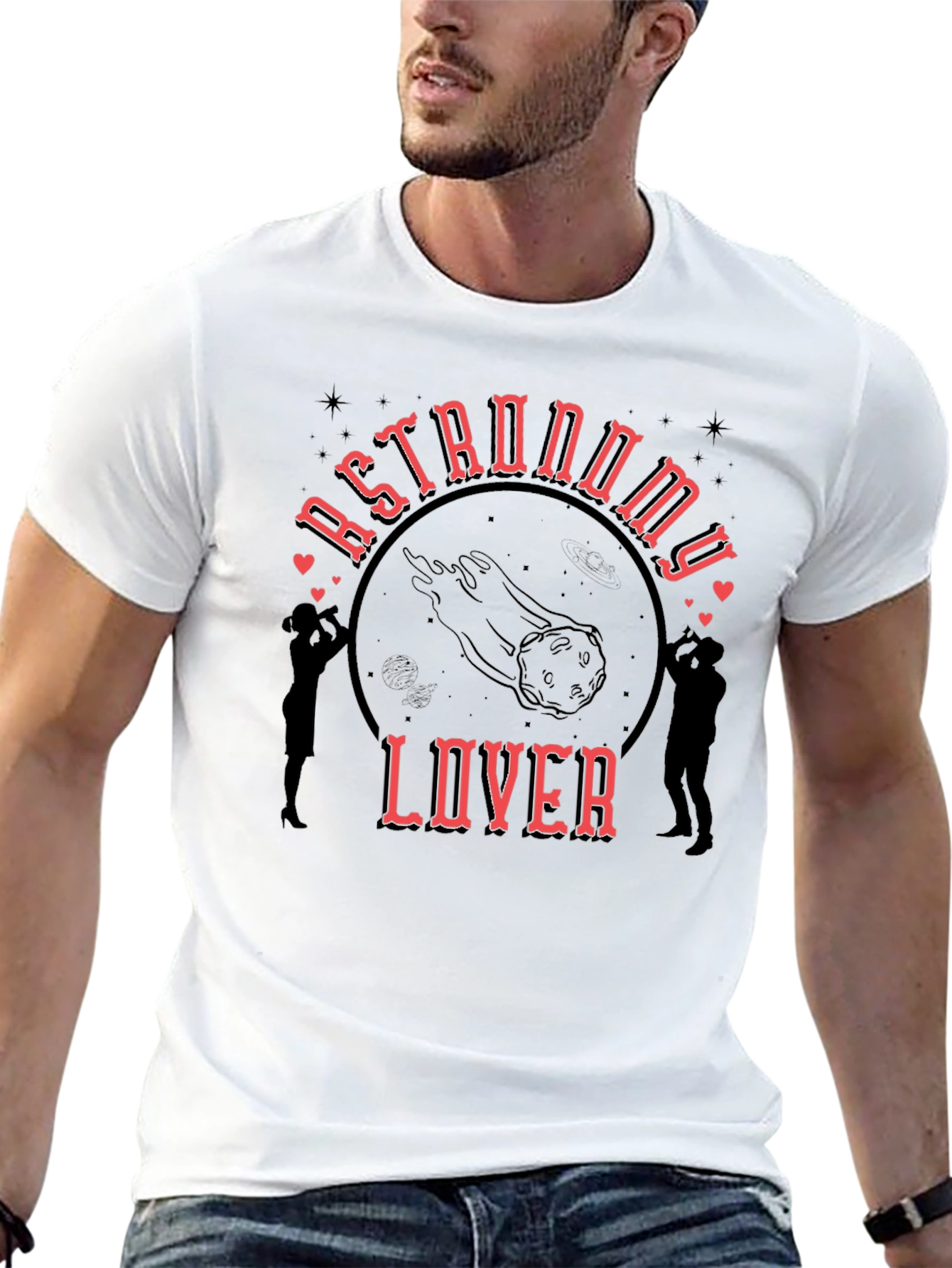 Astronomy Lover Graphic Tee - Black Cotton T-Shirt