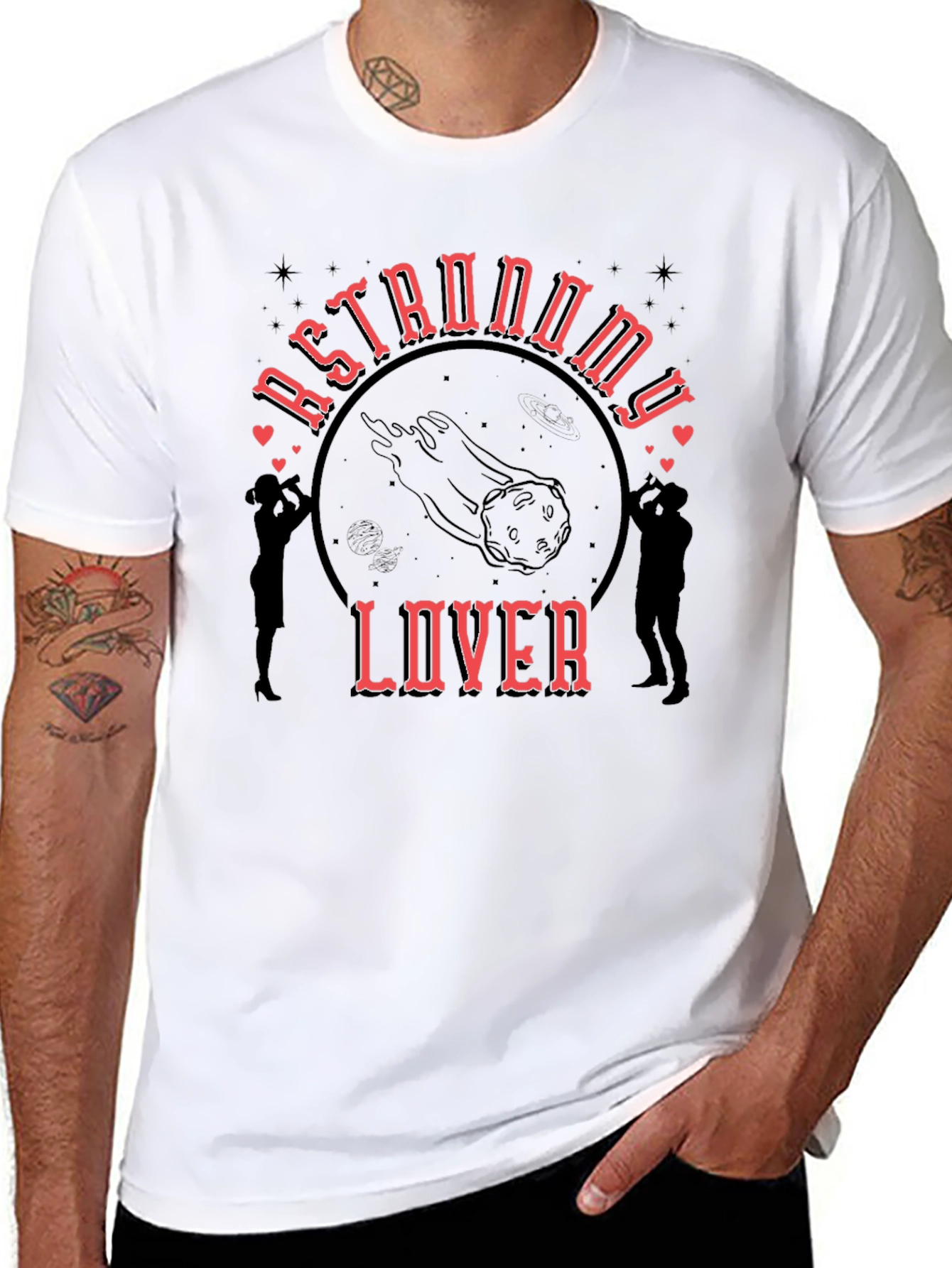 Astronomy Lover Graphic Tee - Black Cotton T-Shirt
