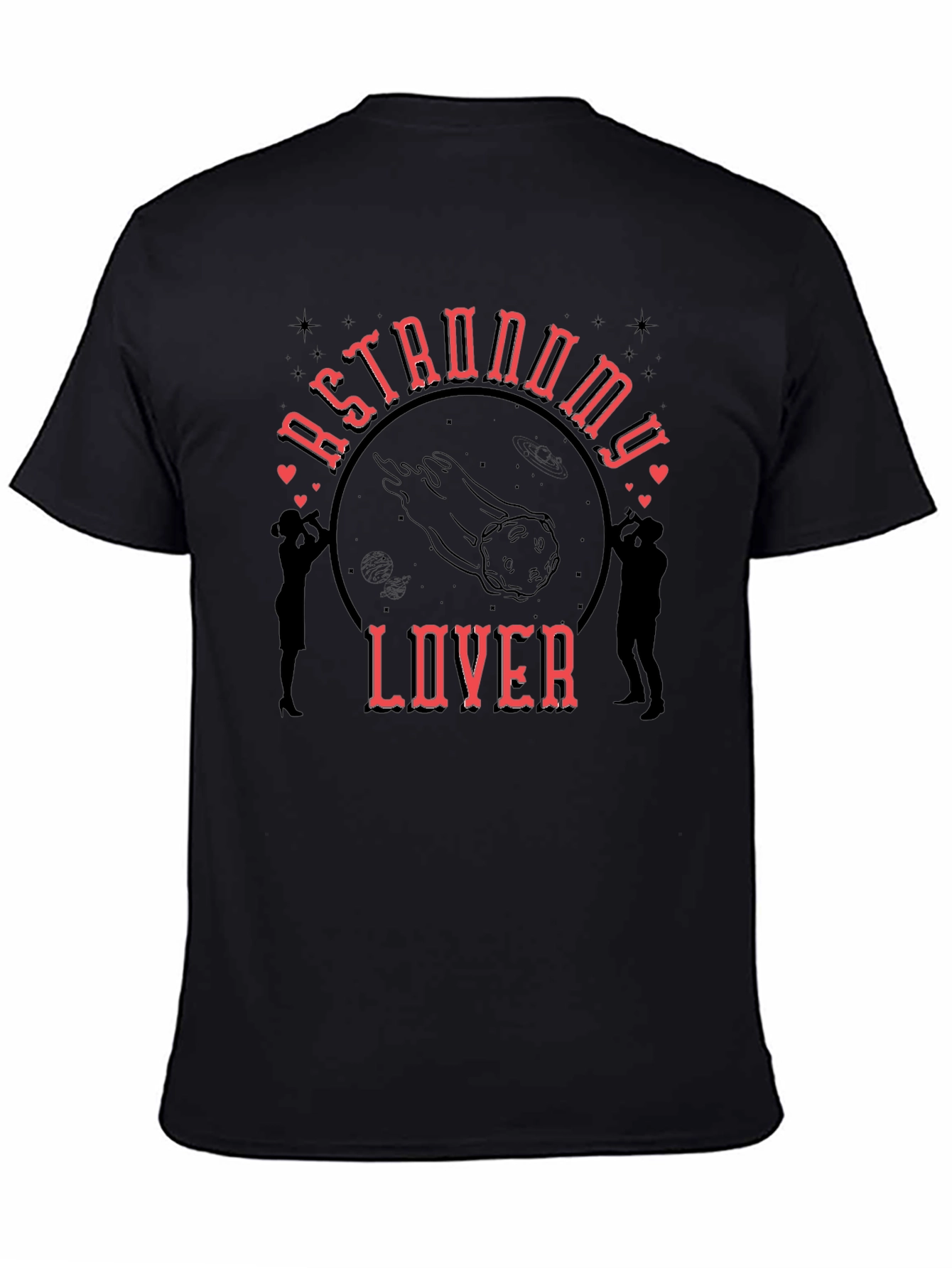 Astronomy Lover Graphic Tee - Black Cotton T-Shirt