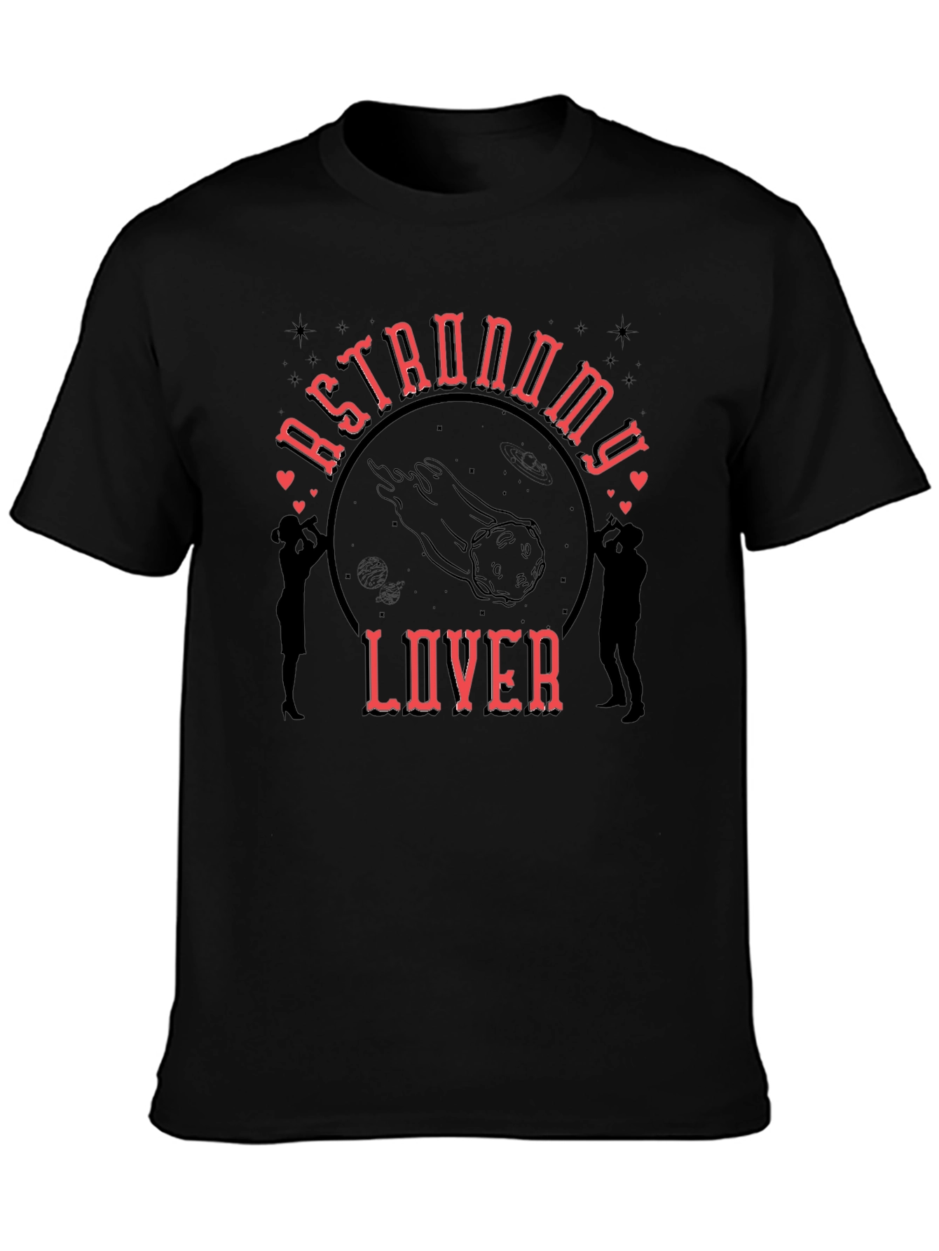 Astronomy Lover Graphic Tee - Black Cotton T-Shirt