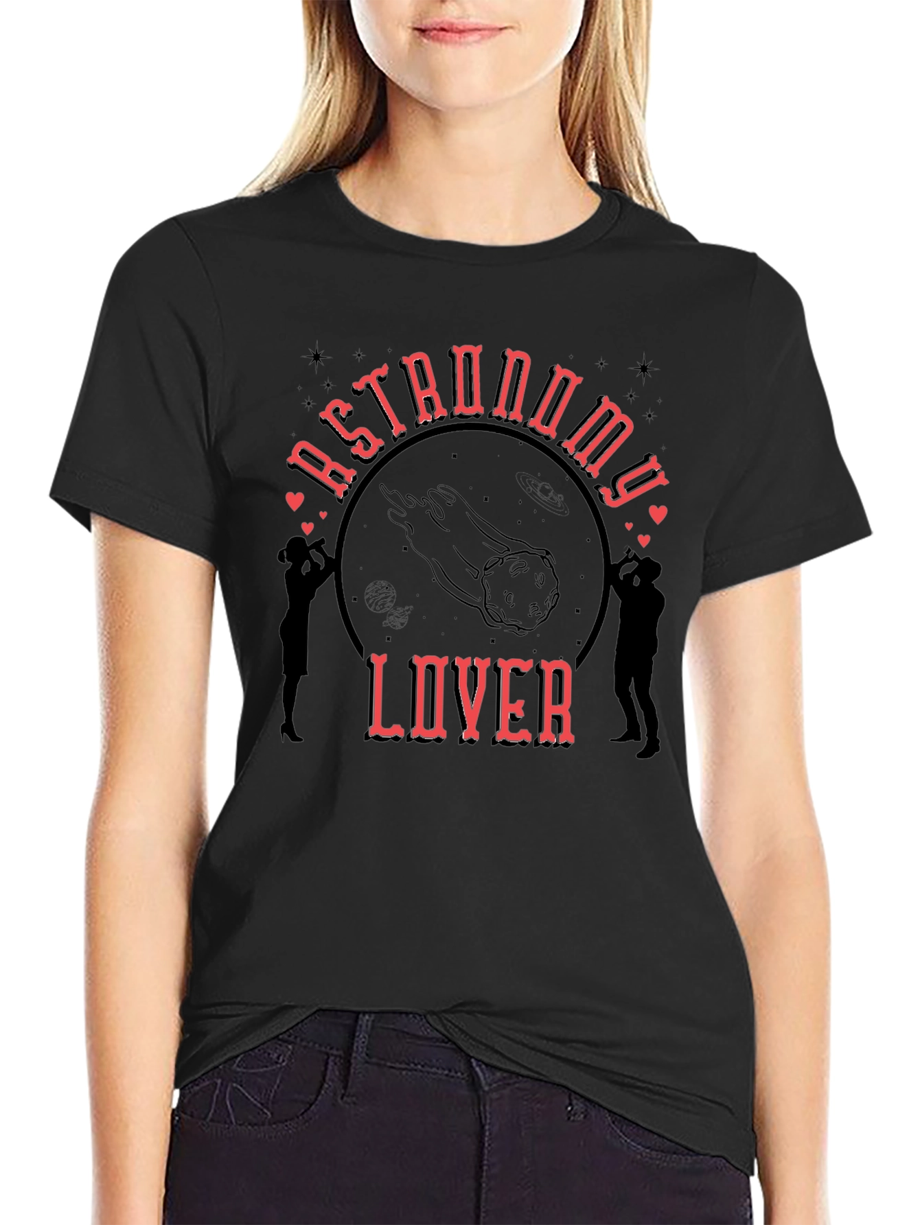 Astronomy Lover Graphic Tee - Black Cotton T-Shirt