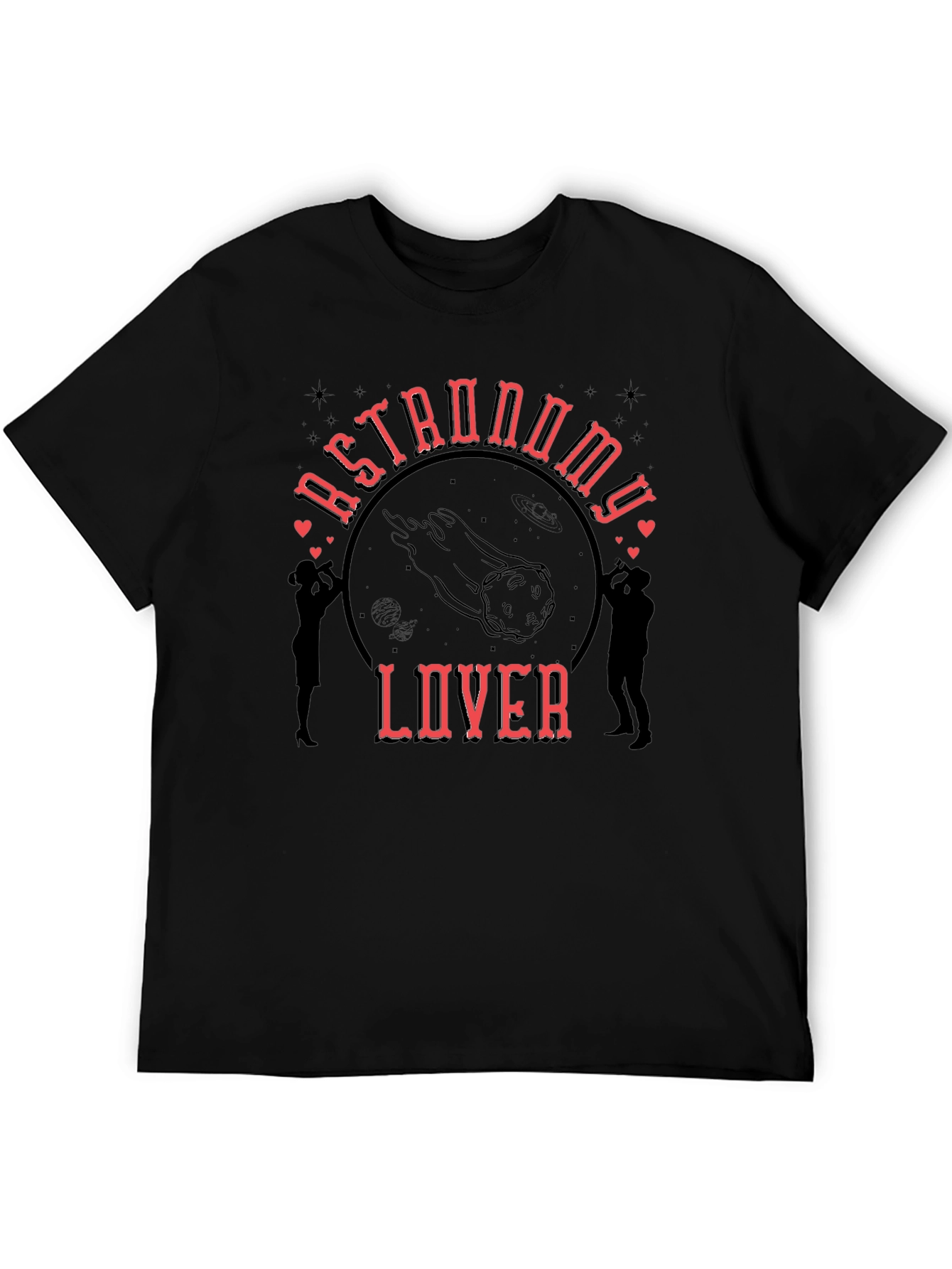 Astronomy Lover Graphic Tee - Black Cotton T-Shirt
