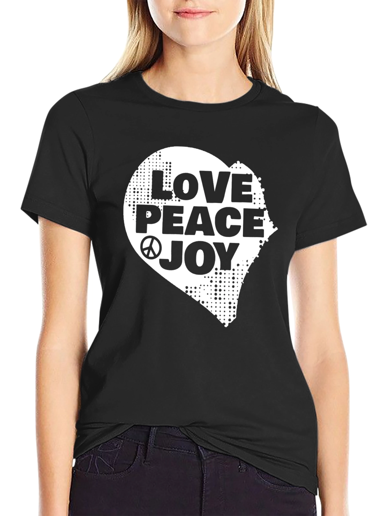 Love Peace Joy Graphic Tee - Black