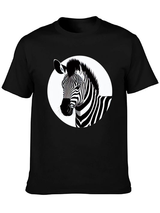 Stylish Zebra Graphic Print Black T-Shirt