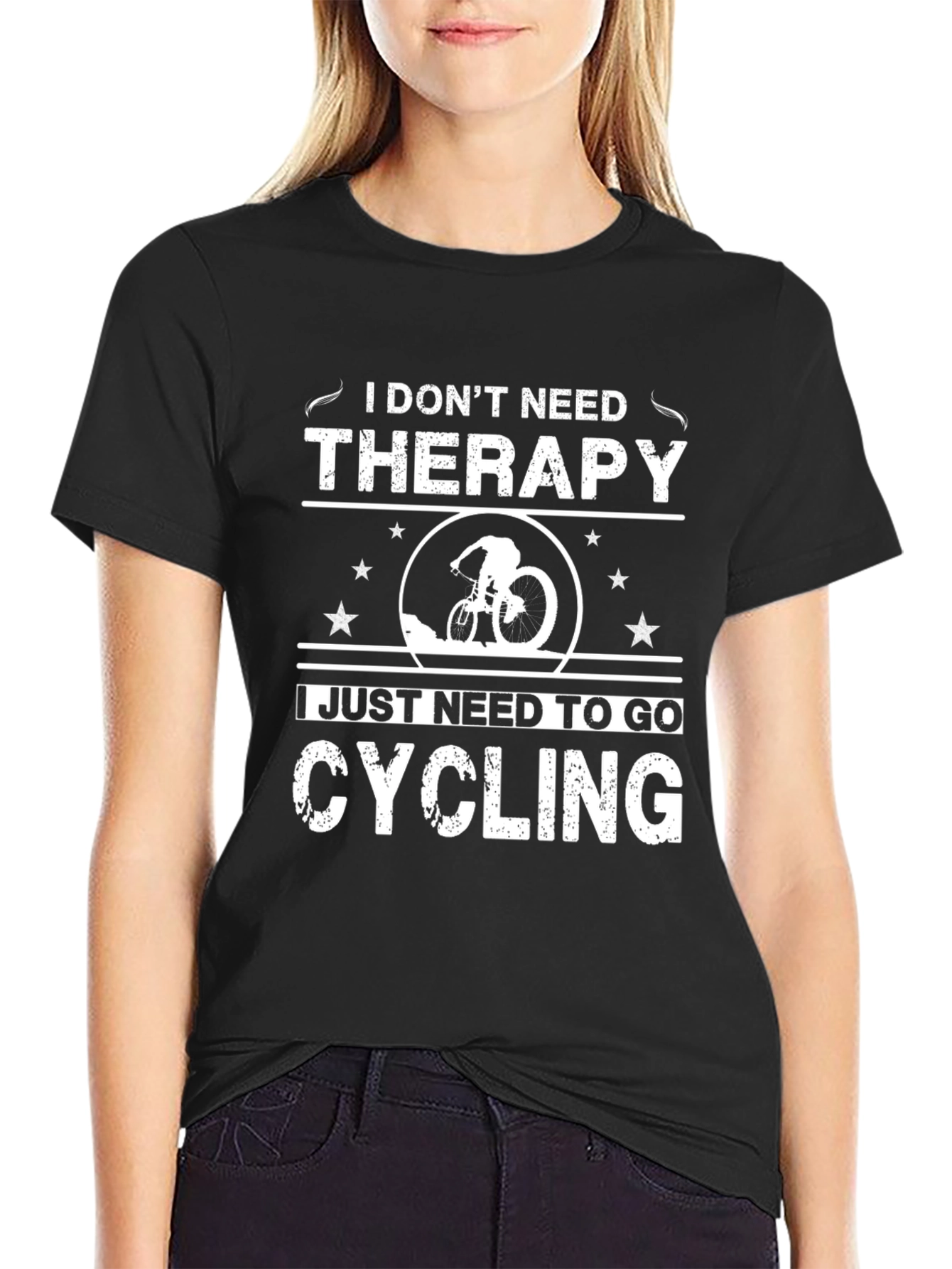 Cycling Therapy T-Shirt - Black Cotton Blend