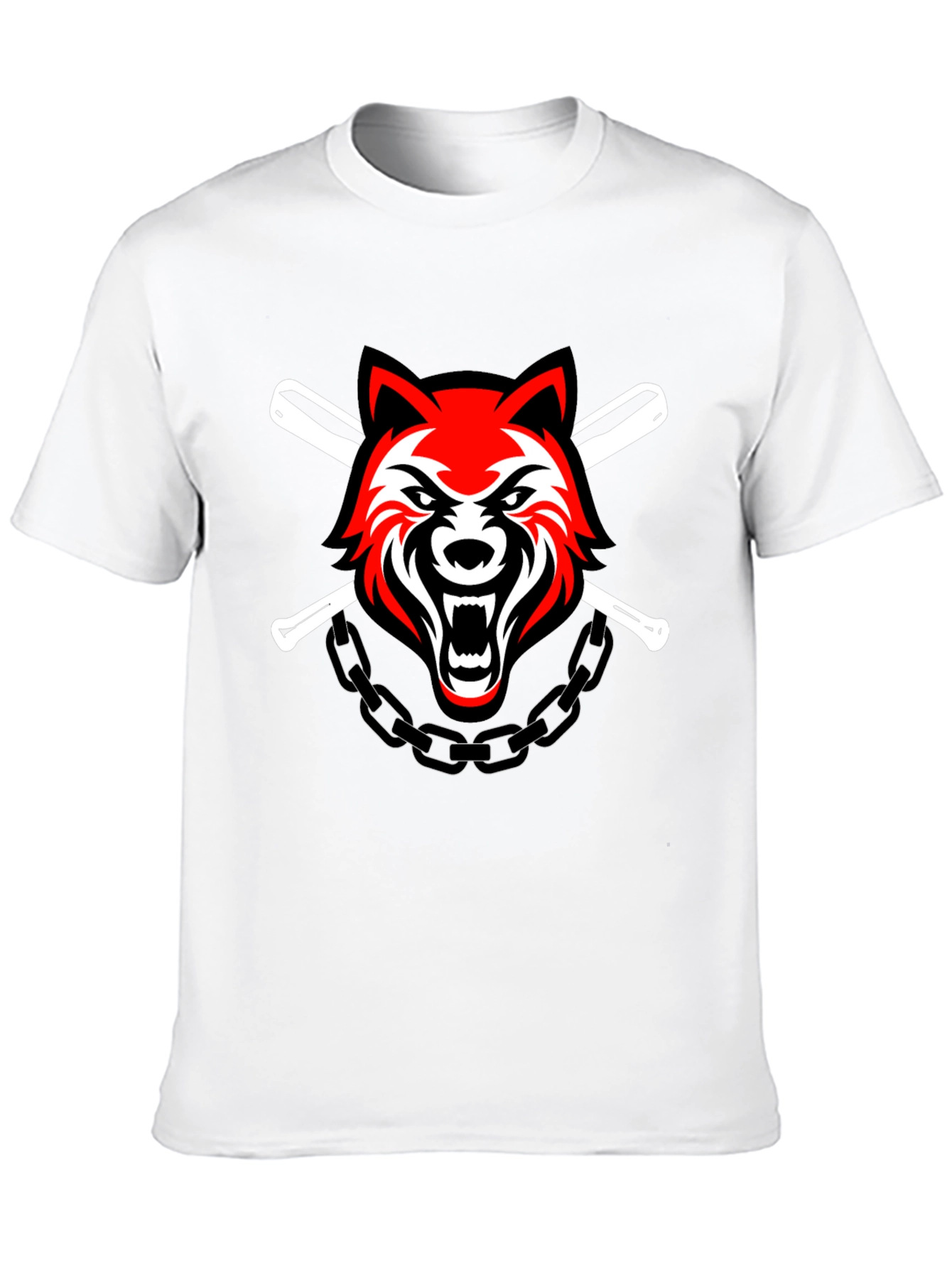 Wolf & Baseball Bats Graphic T-Shirt
