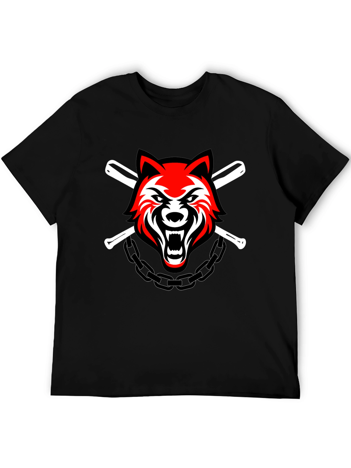 Wolf & Baseball Bats Graphic T-Shirt