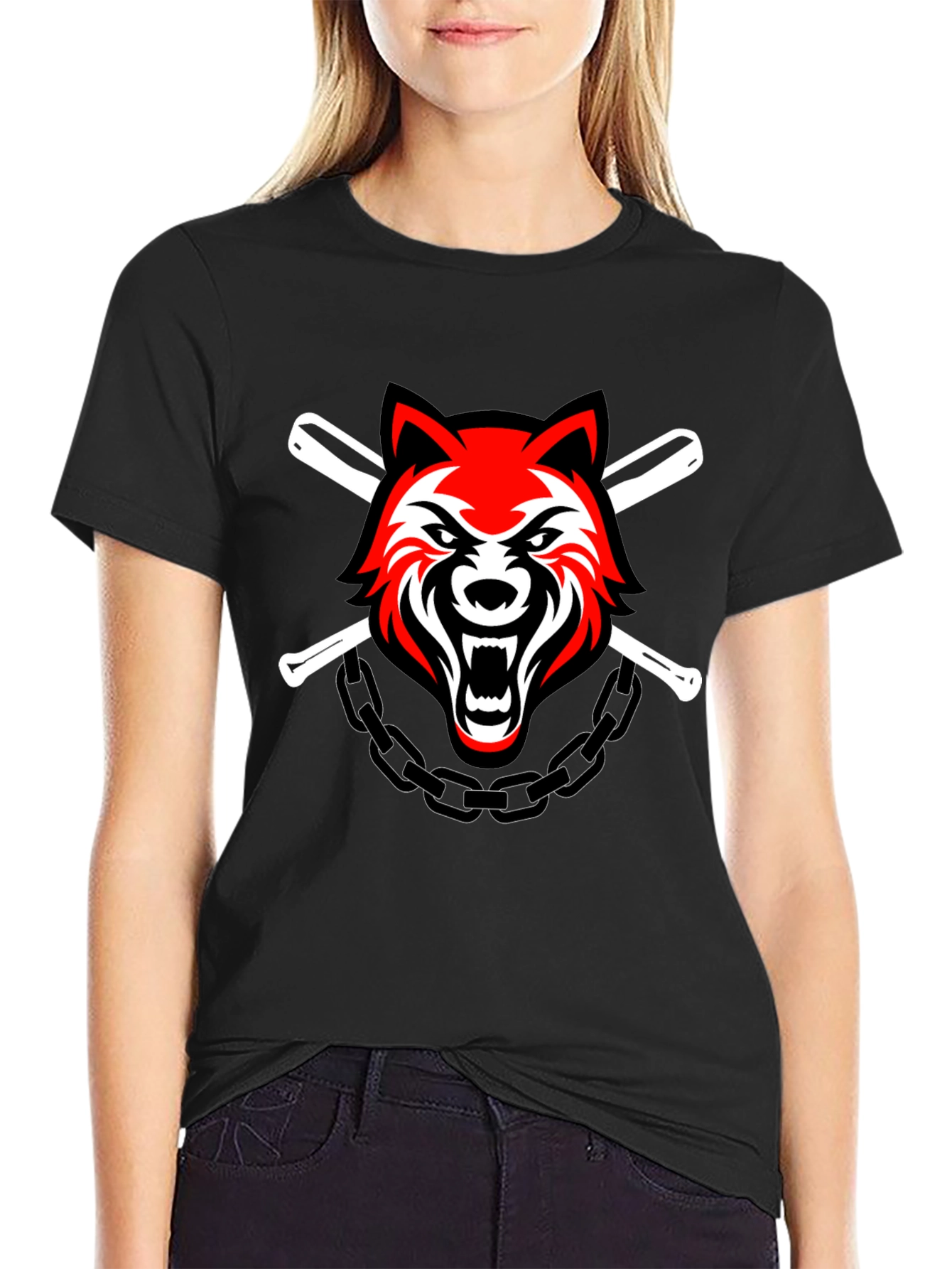 Wolf & Baseball Bats Graphic T-Shirt