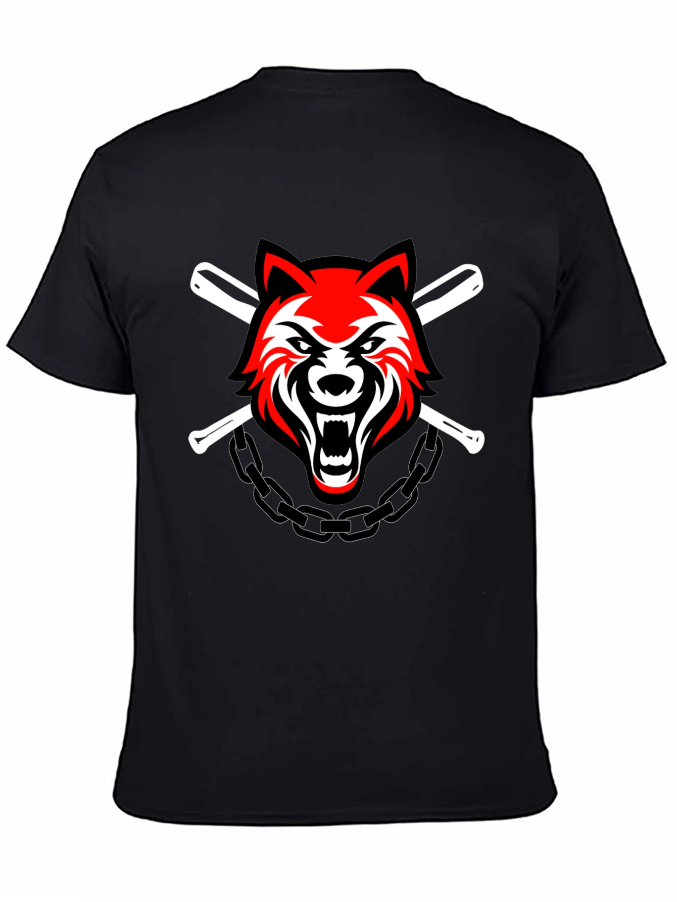Wolf & Baseball Bats Graphic T-Shirt
