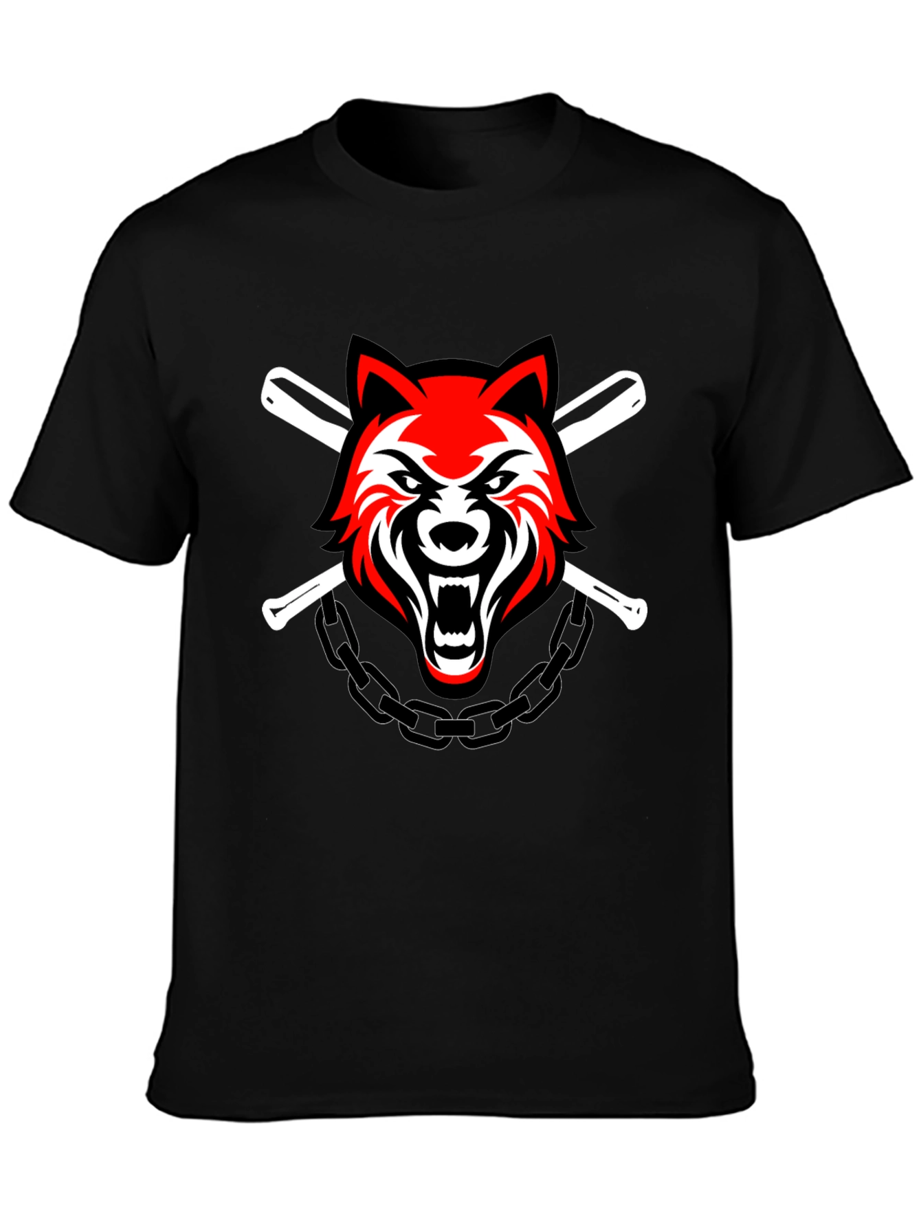 Wolf & Baseball Bats Graphic T-Shirt