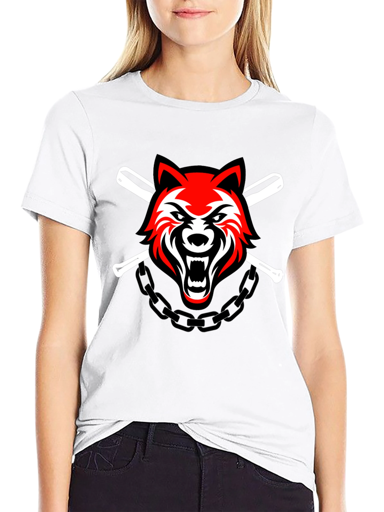 Wolf & Baseball Bats Graphic T-Shirt
