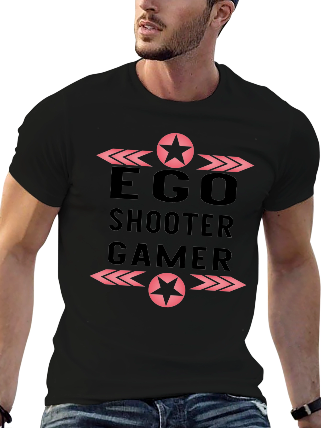 Ego Shooter Gamer Black Graphic T-Shirt
