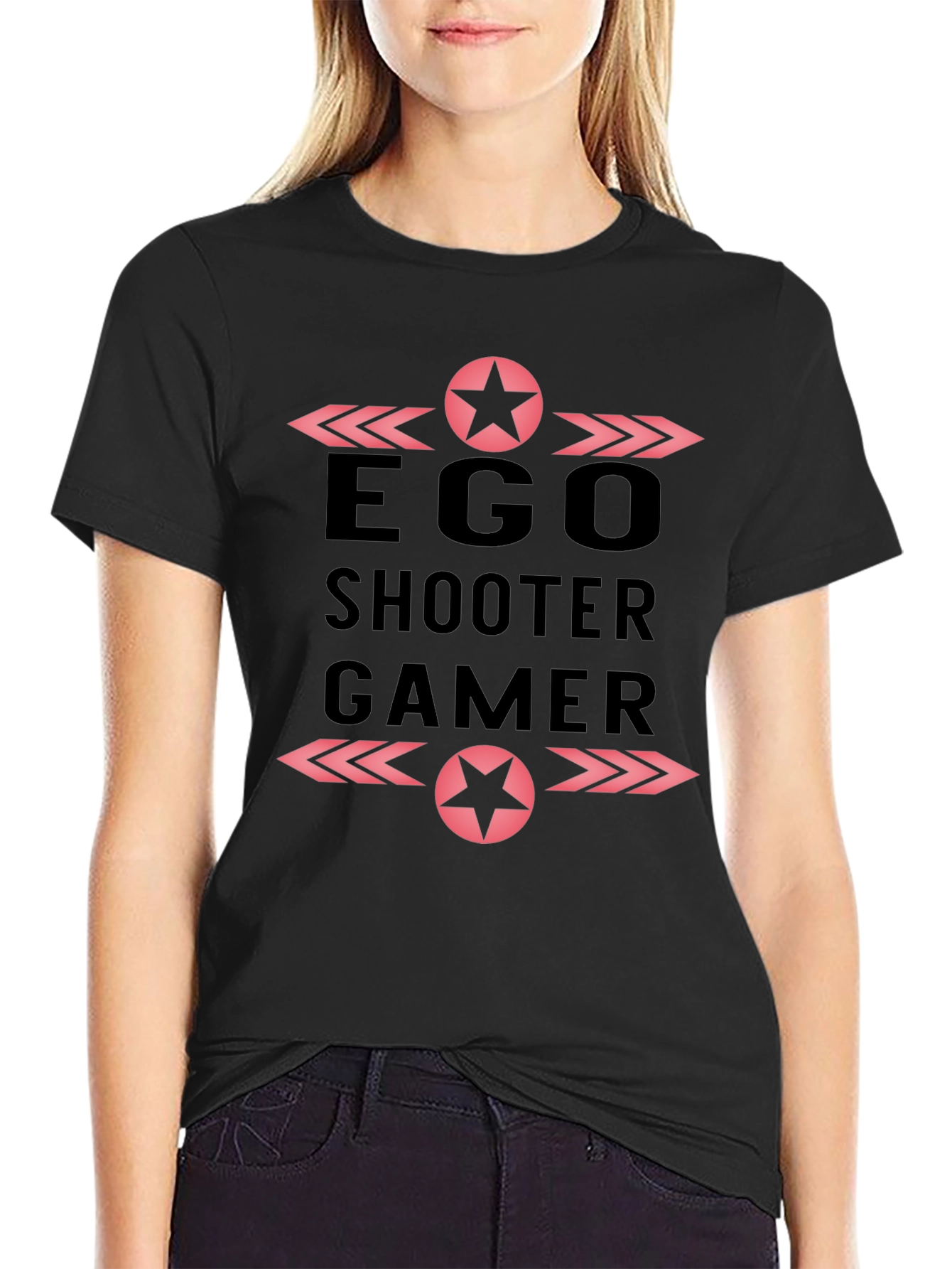Ego Shooter Gamer Black Graphic T-Shirt
