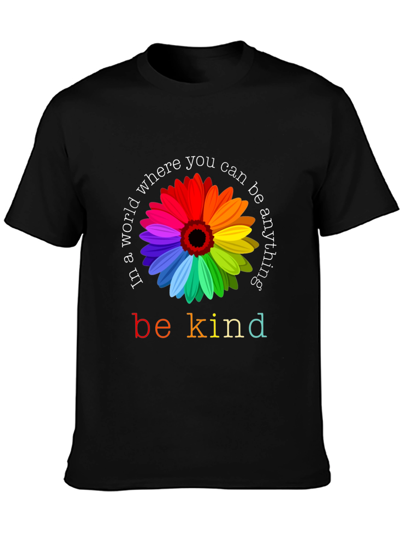 Be Kind Rainbow Flower Graphic Tee - Unisex