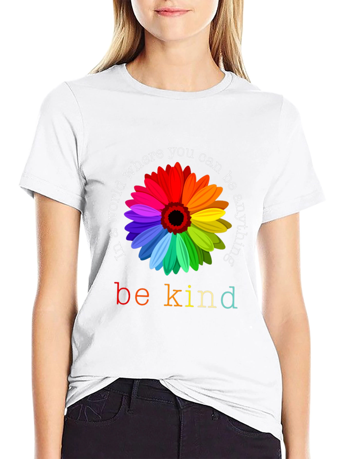 Be Kind Rainbow Flower Graphic Tee - Unisex