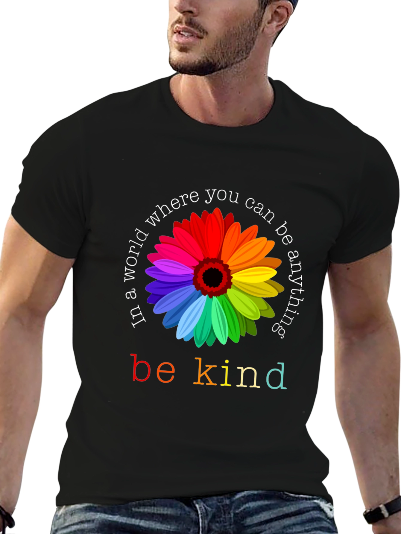 Be Kind Rainbow Flower Graphic Tee - Unisex