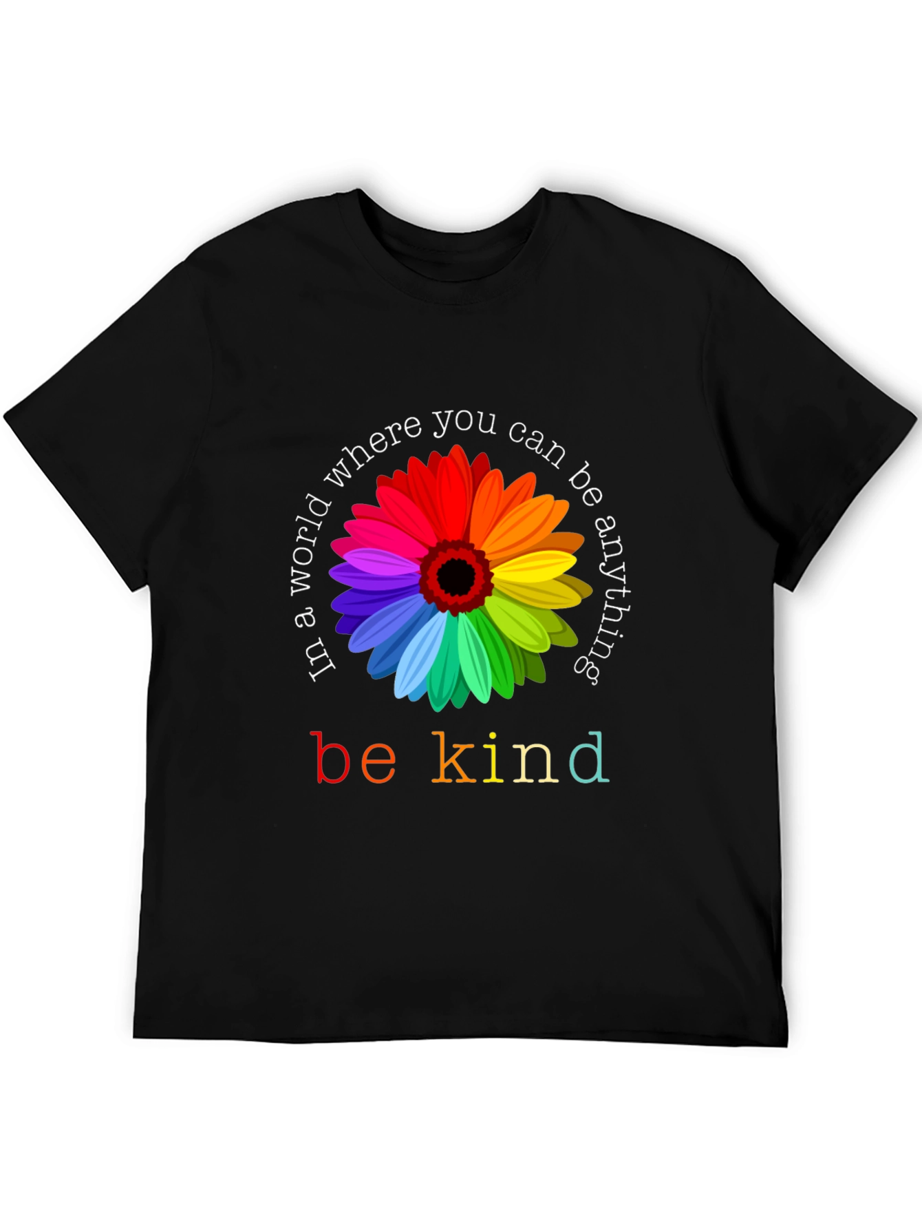 Be Kind Rainbow Flower Graphic Tee - Unisex