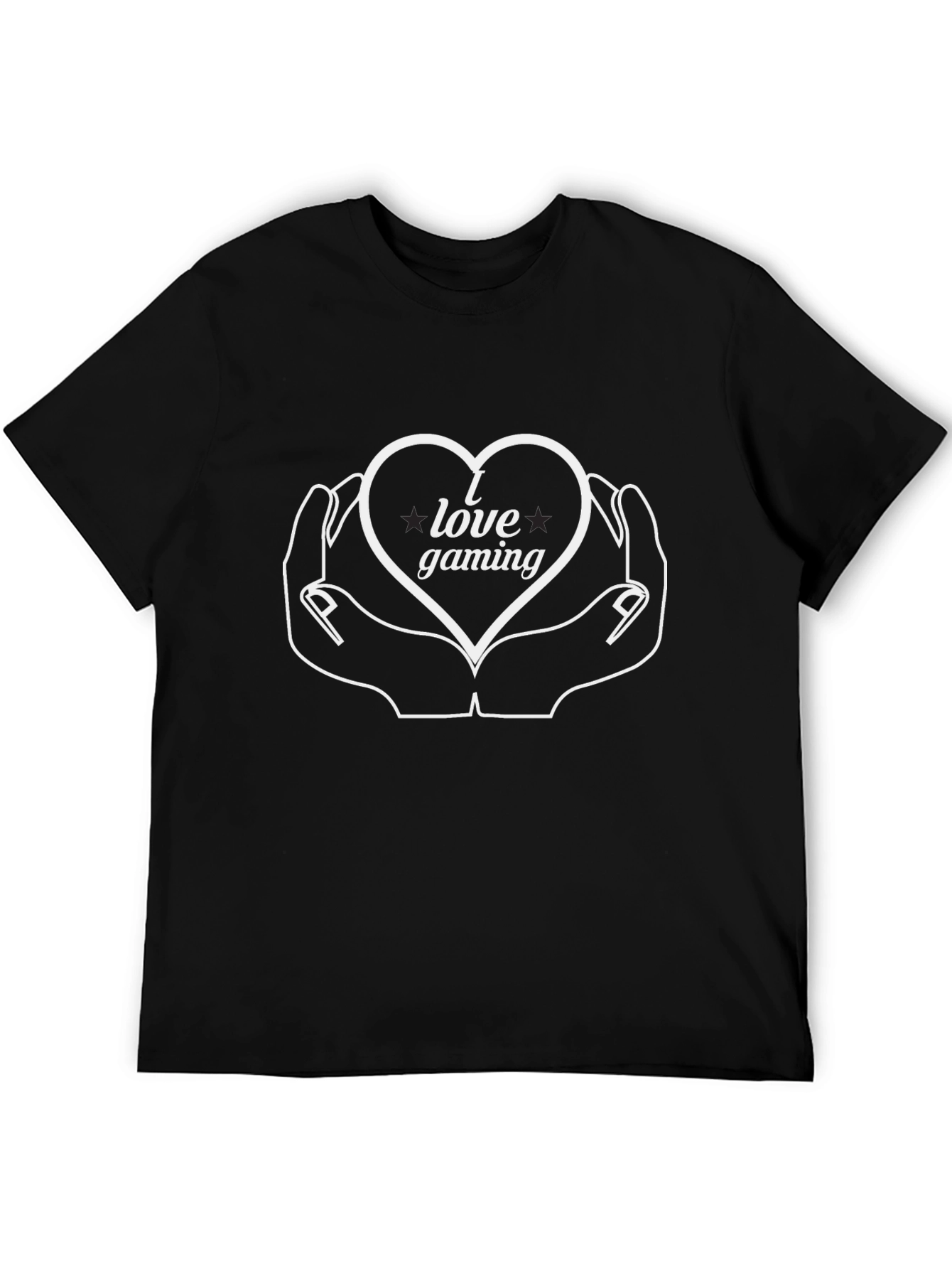 I Love Gaming Heart Hands Black T-Shirt