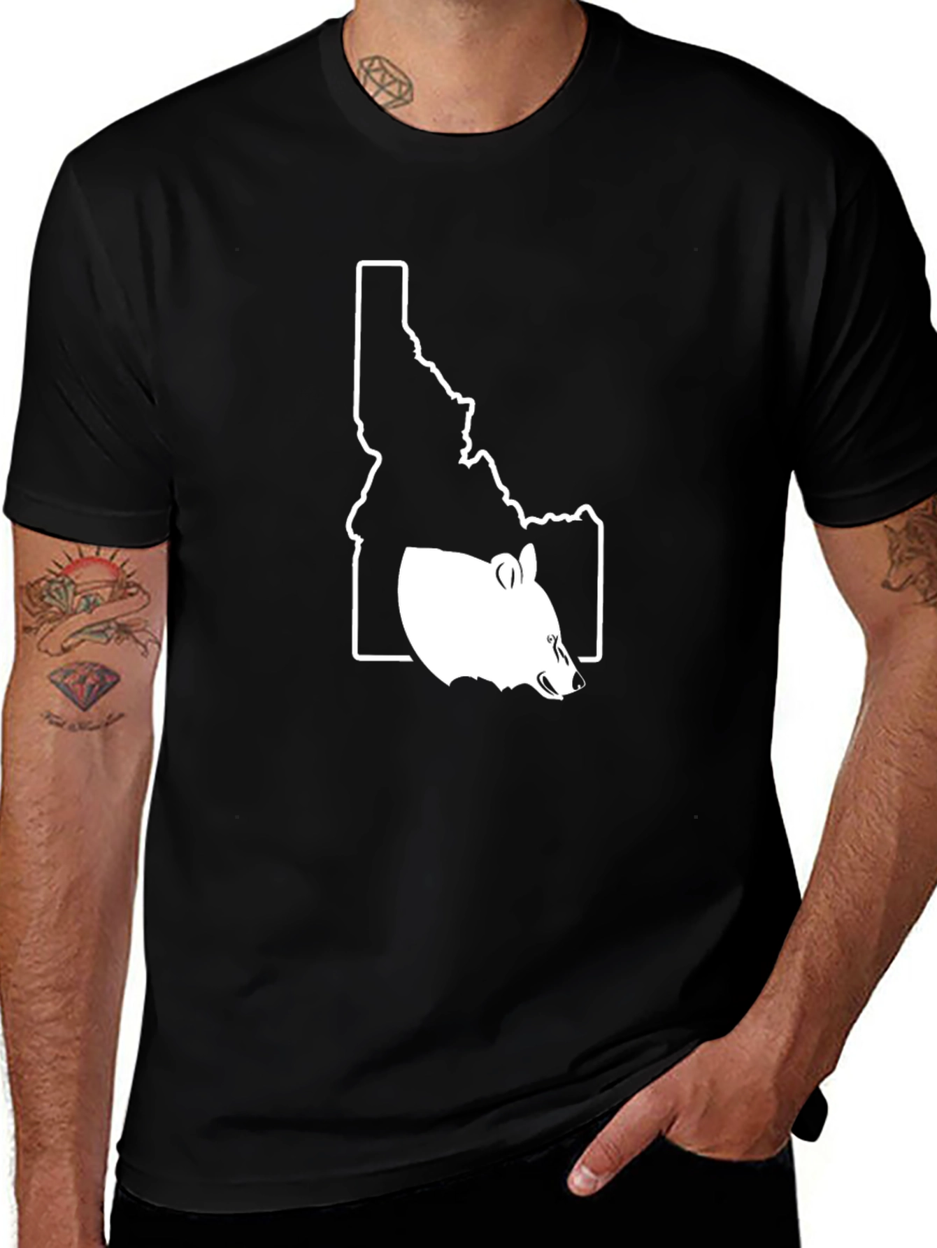 Idaho Bear Outline Black T-Shirt