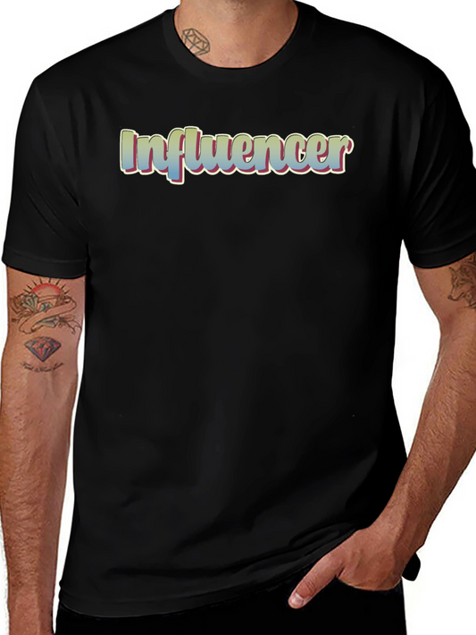 Influencer Tee - Stylish Black Cotton Blend T-Shirt