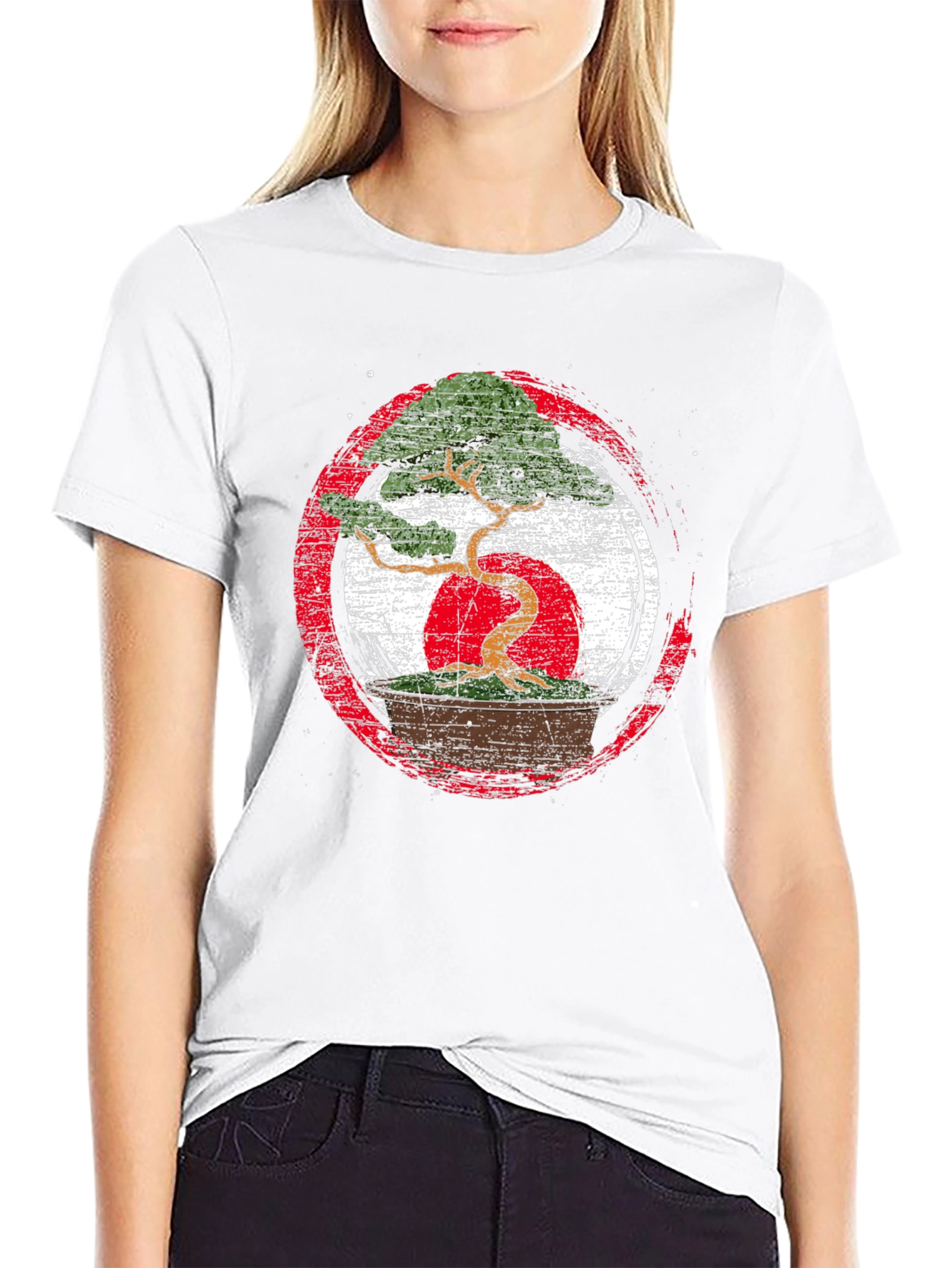 Bonsai Tree Japan Flag Graphic T-Shirt