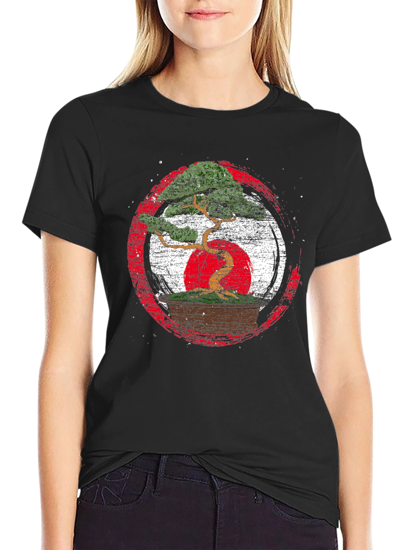 Bonsai Tree Japan Flag Graphic T-Shirt