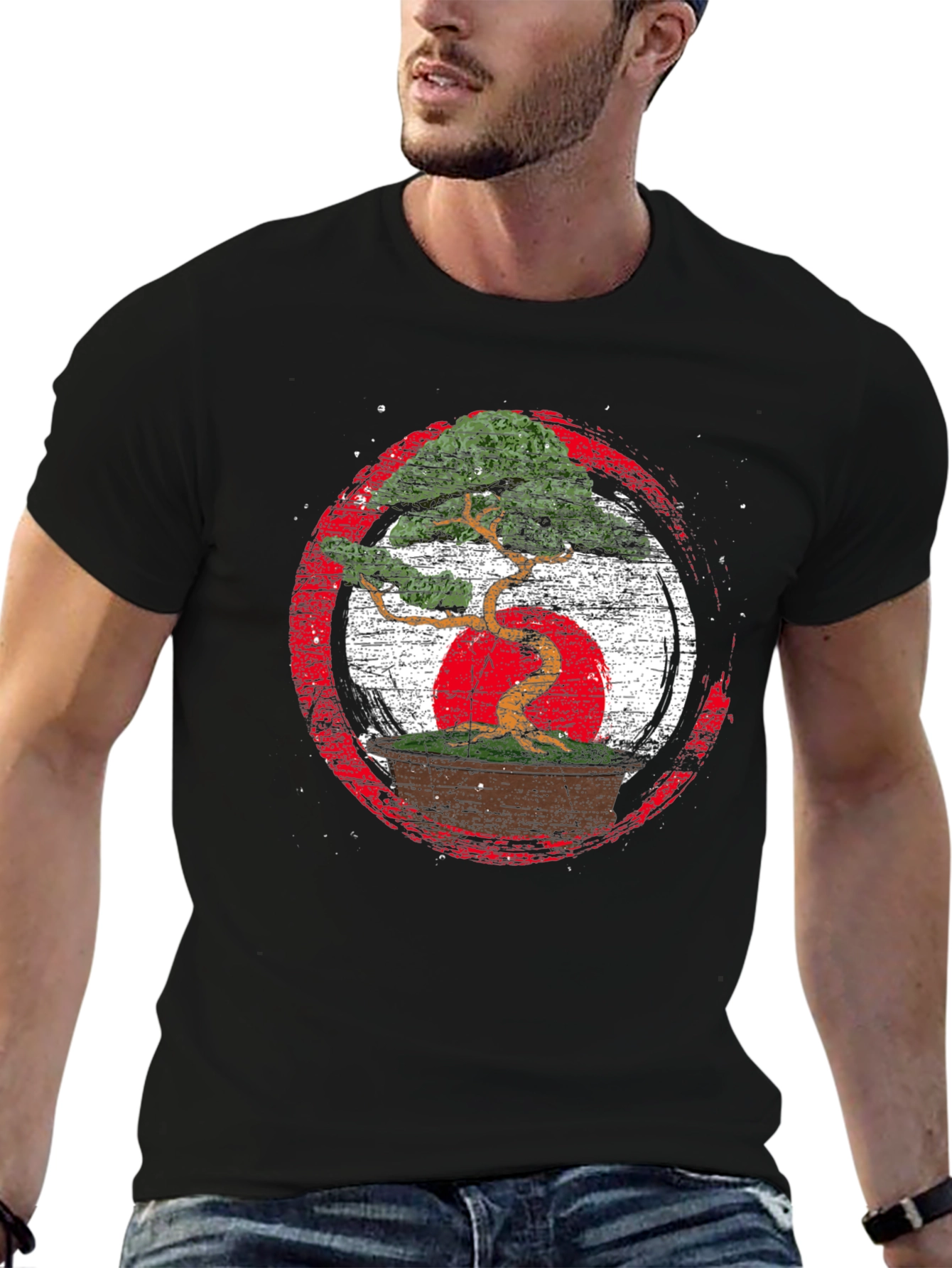 Bonsai Tree Japan Flag Graphic T-Shirt