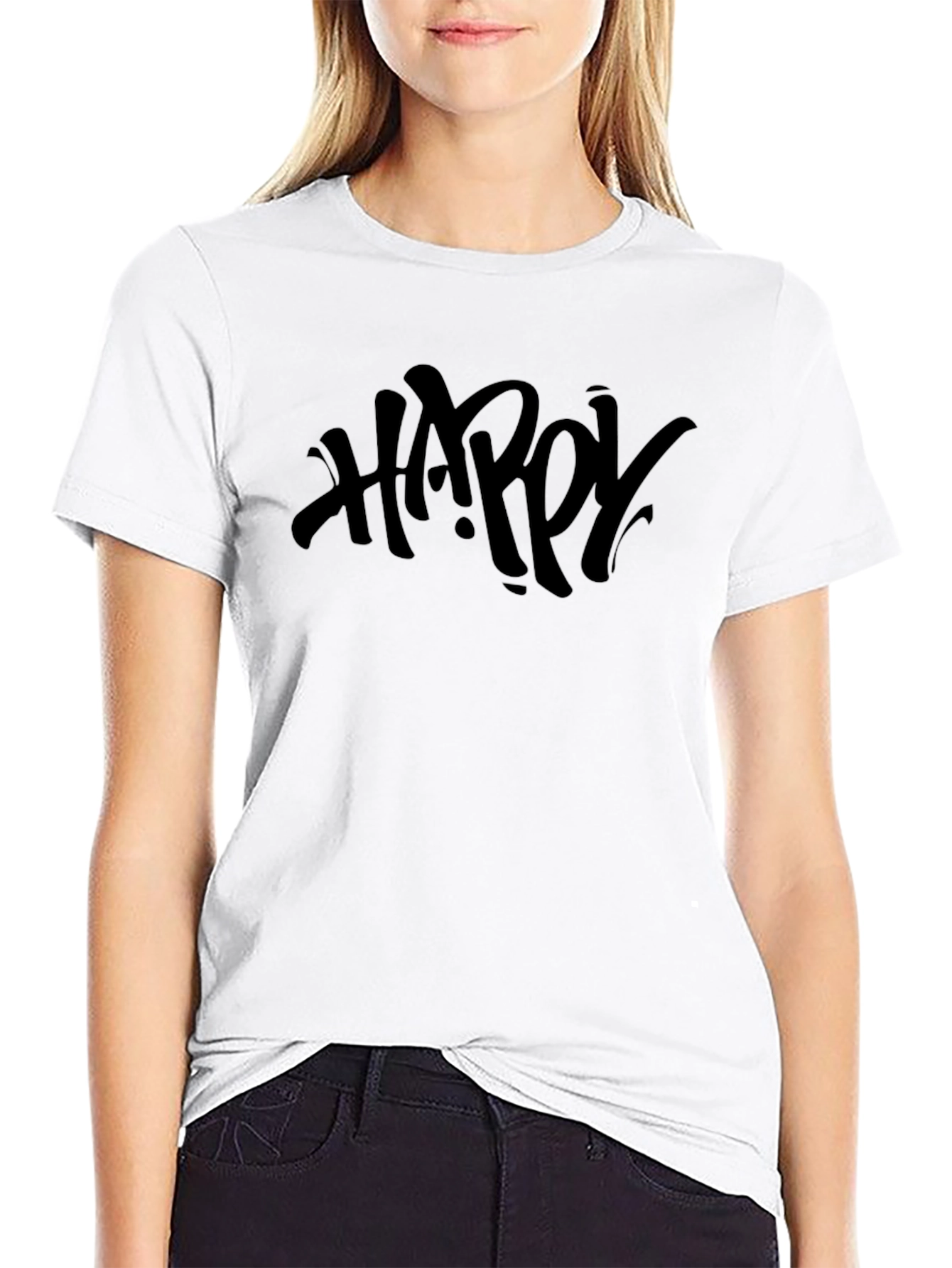 Happy Graphic Black T-Shirt