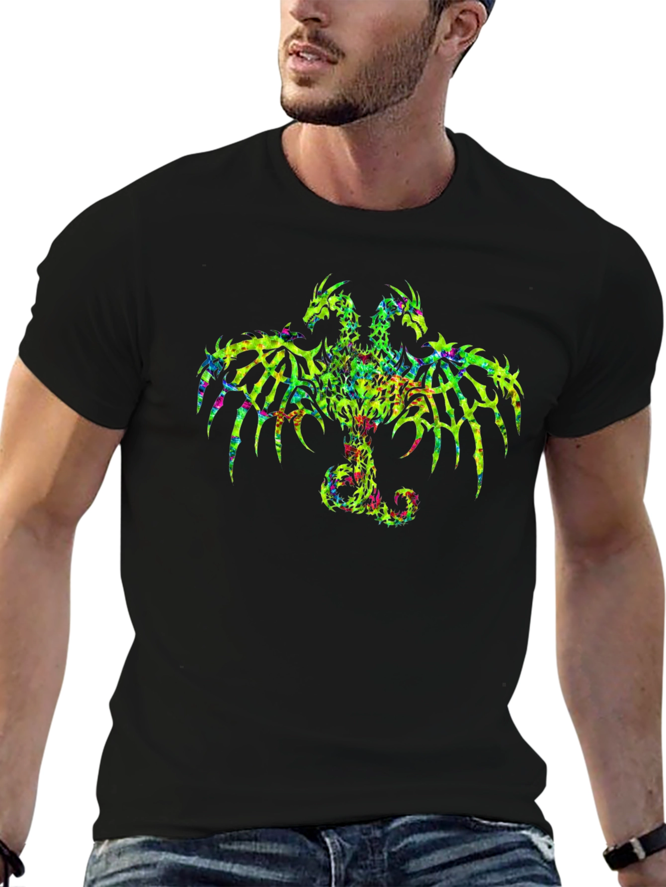 Three-Headed Dragon Graphic Tee - Black