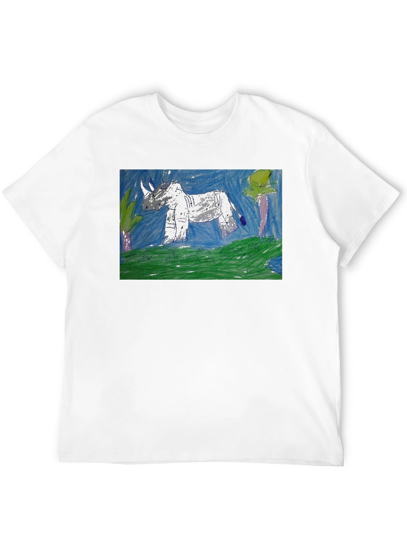 Rhino Art Graphic T-Shirt - Black Cotton Tee