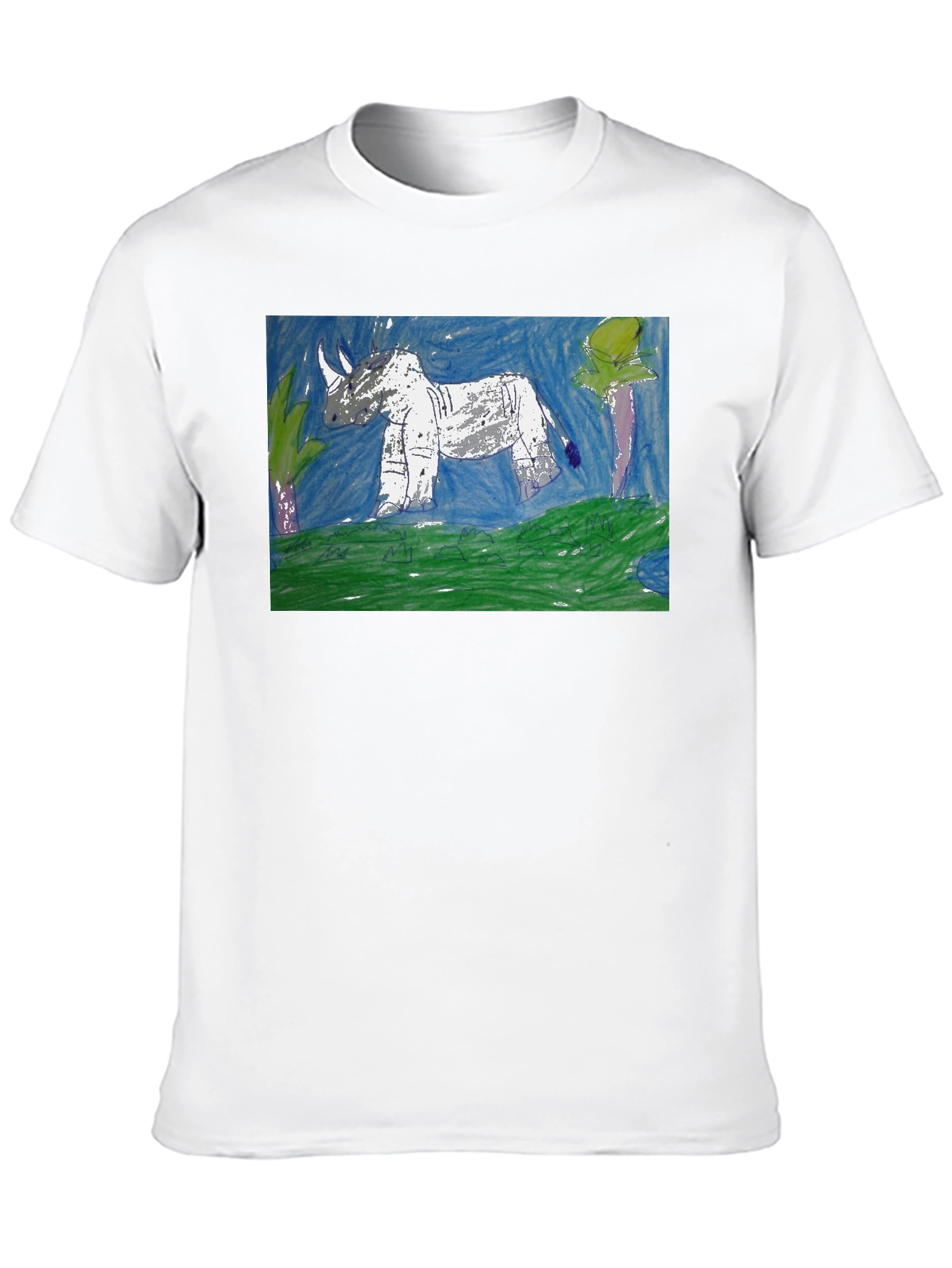 Rhino Art Graphic T-Shirt - Black Cotton Tee