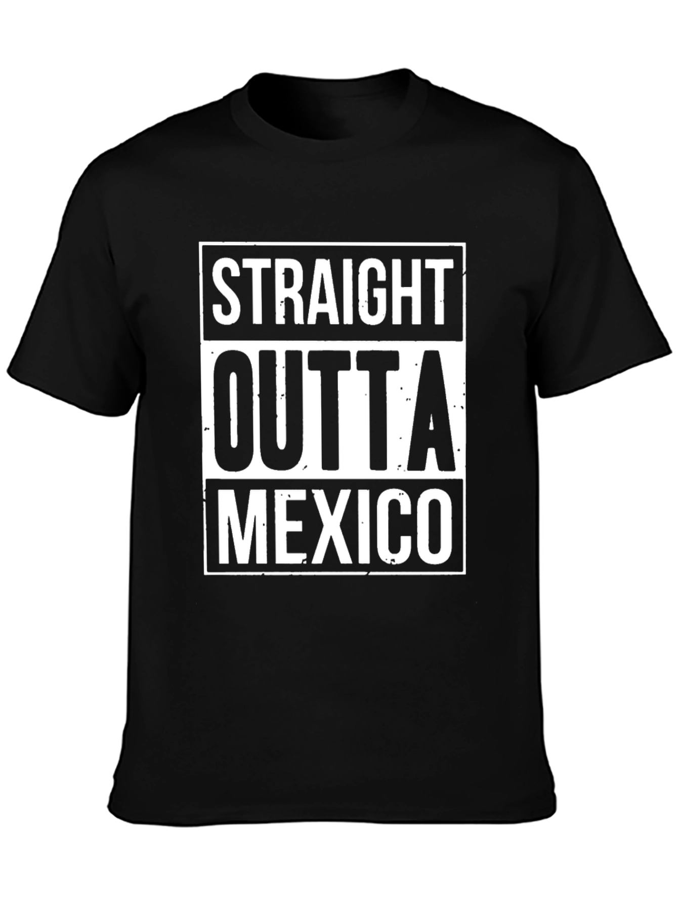 Straight Outta Mexico Graphic Tee - Black Cotton T-Shirt