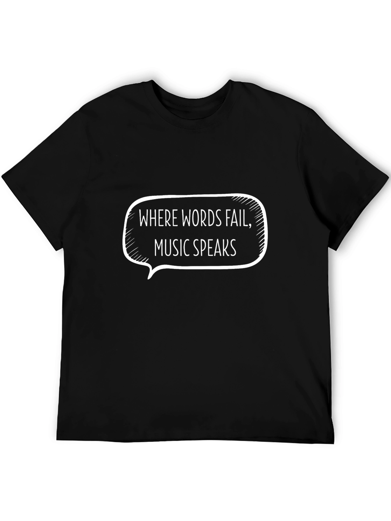 Music Speaks Graphic Tee - Black Cotton Comfort