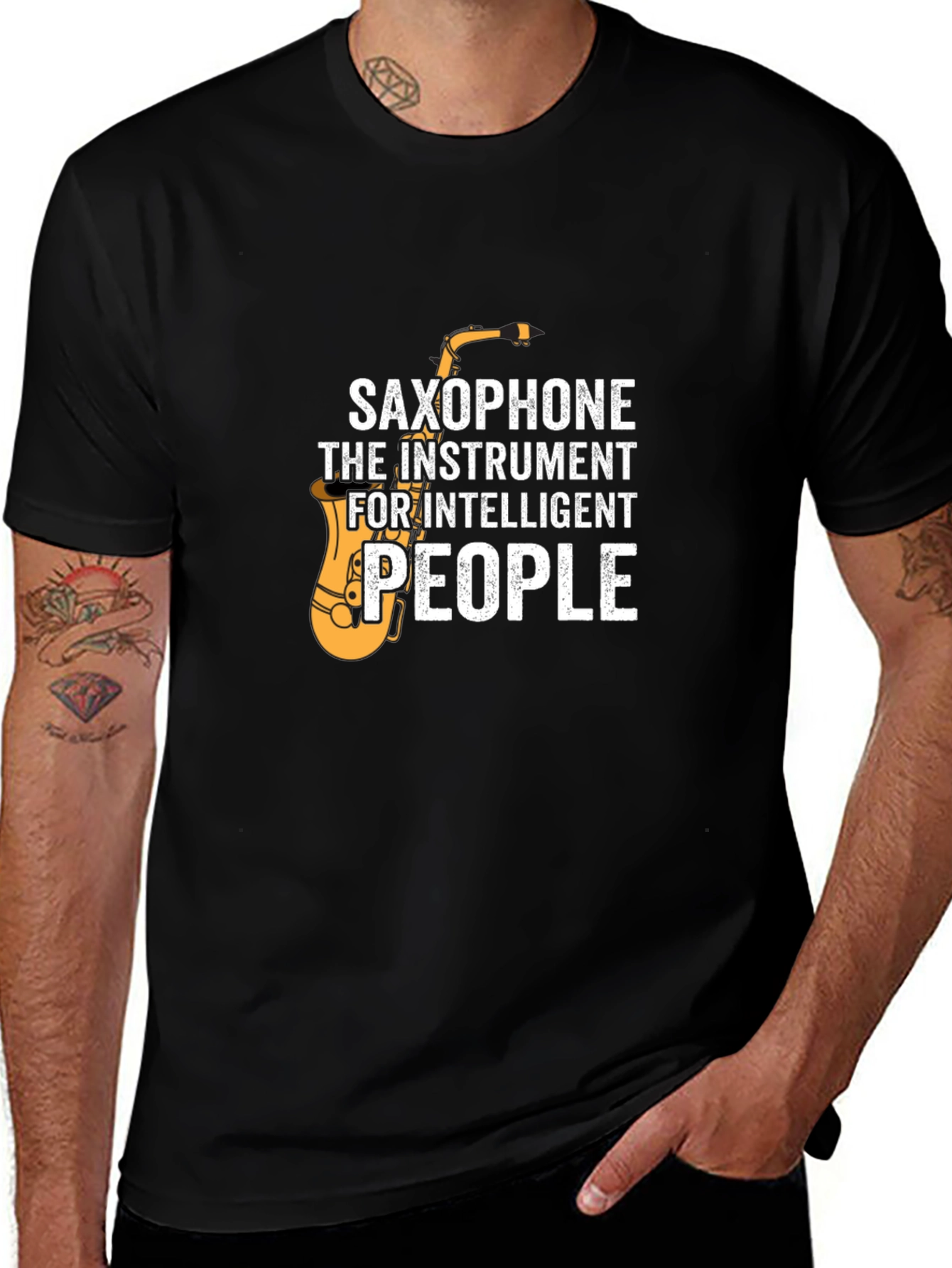 Saxophone Intelligent People Graphic T-Shirt