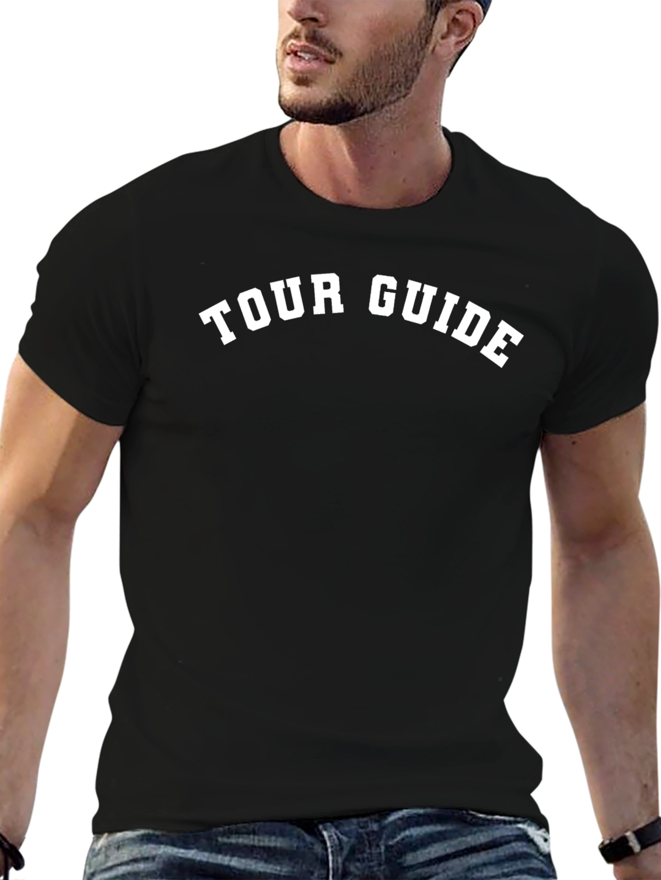 Tour Guide Graphic Tee - Black Crew Neck T-Shirt