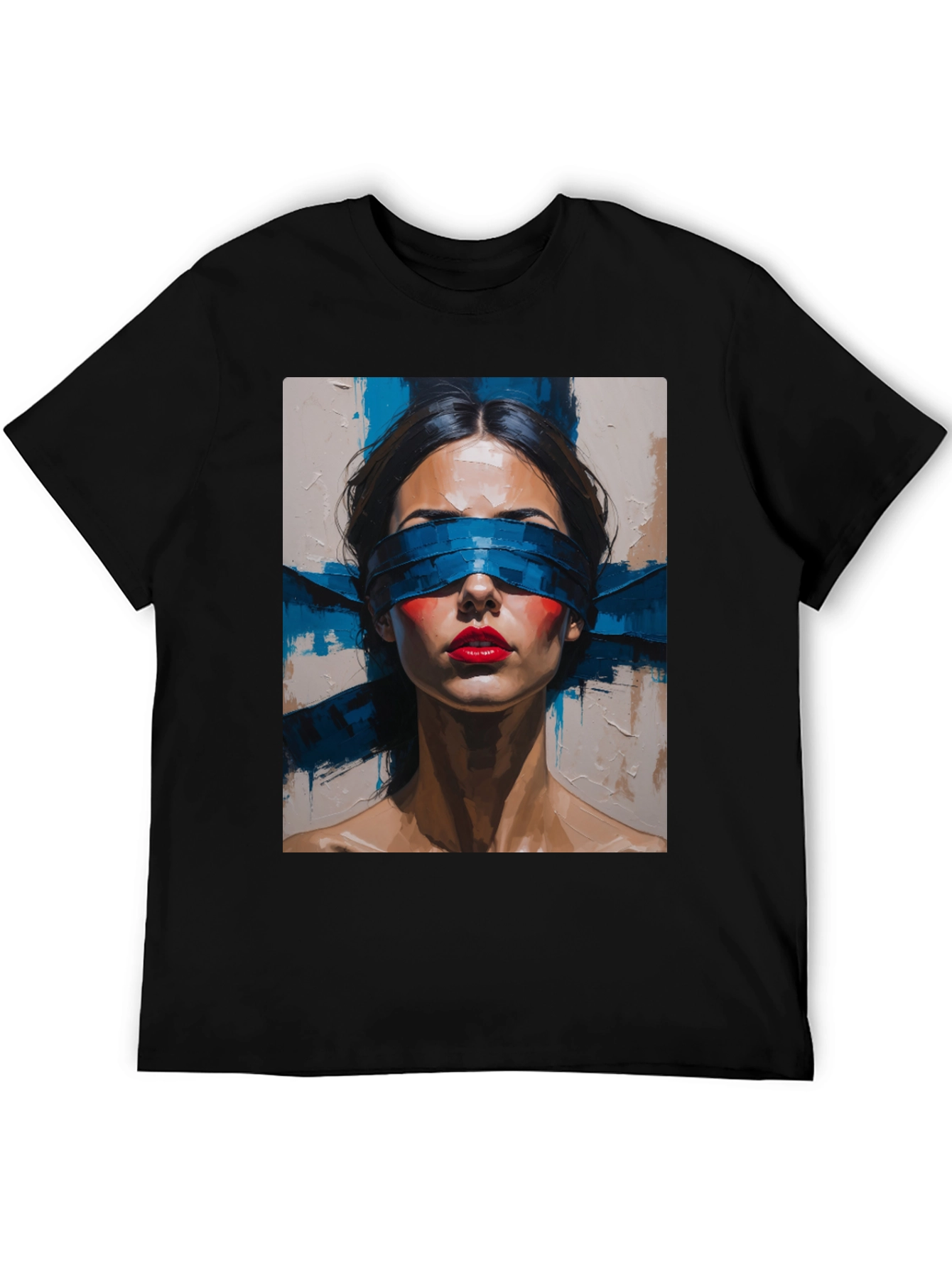 Artistic Blindfolded Woman Graphic Tee - Unisex