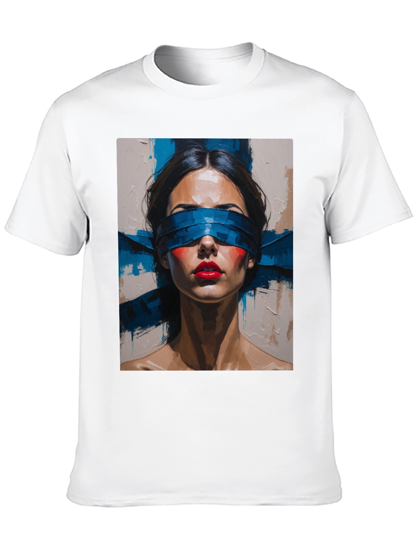 Artistic Blindfolded Woman Graphic Tee - Unisex