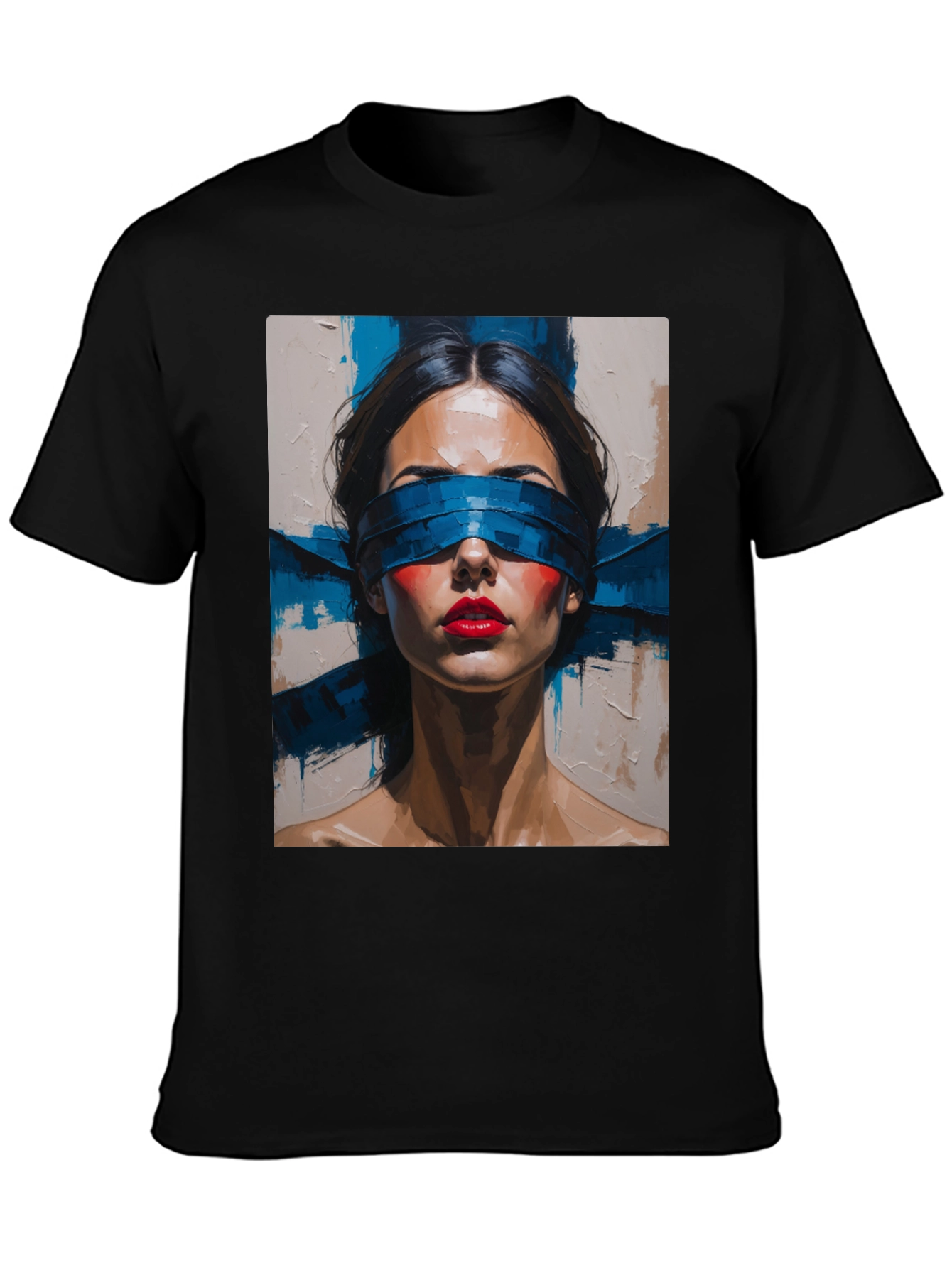 Artistic Blindfolded Woman Graphic Tee - Unisex