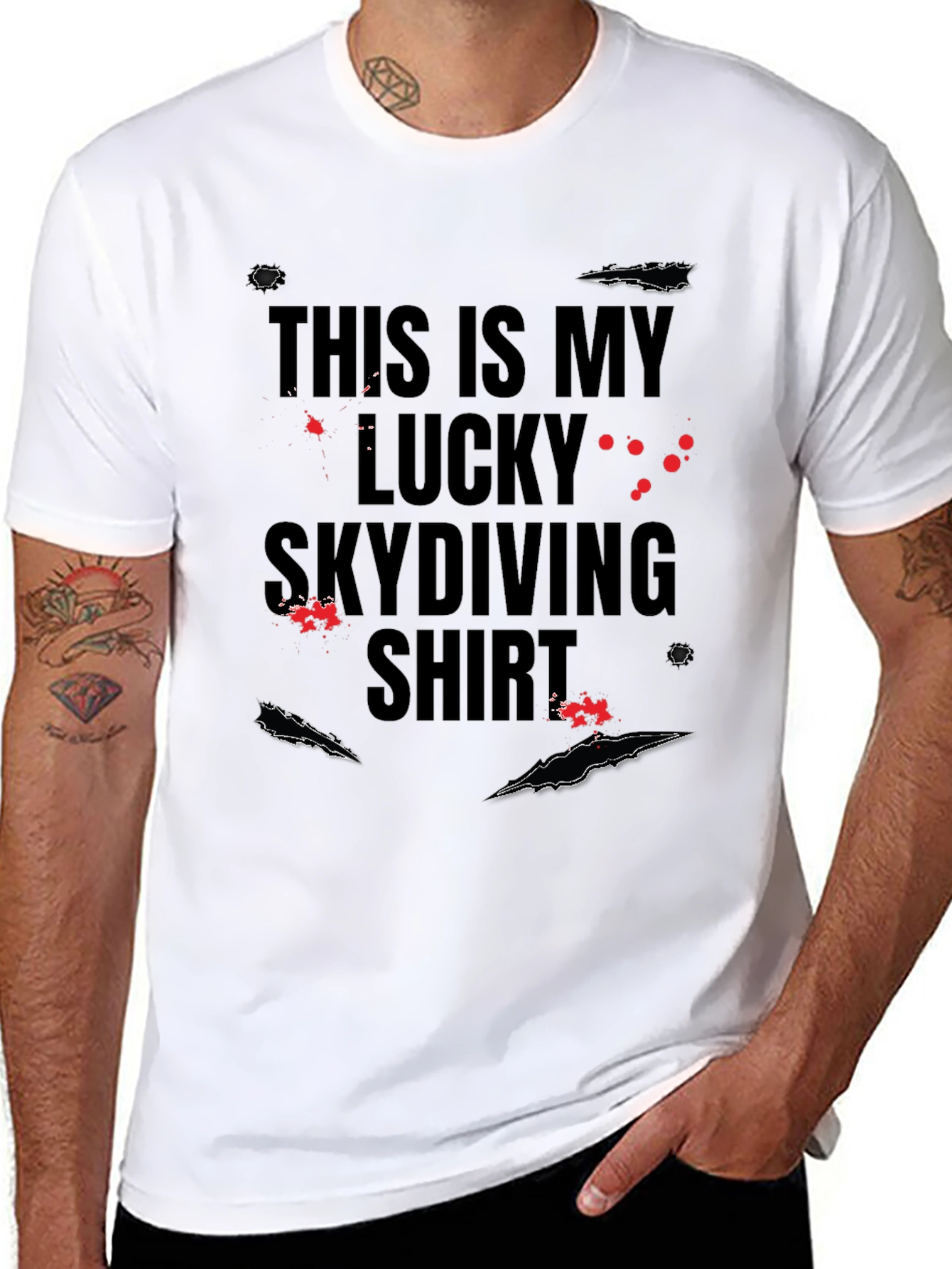Lucky Skydiving Shirt - Black Graphic Tee