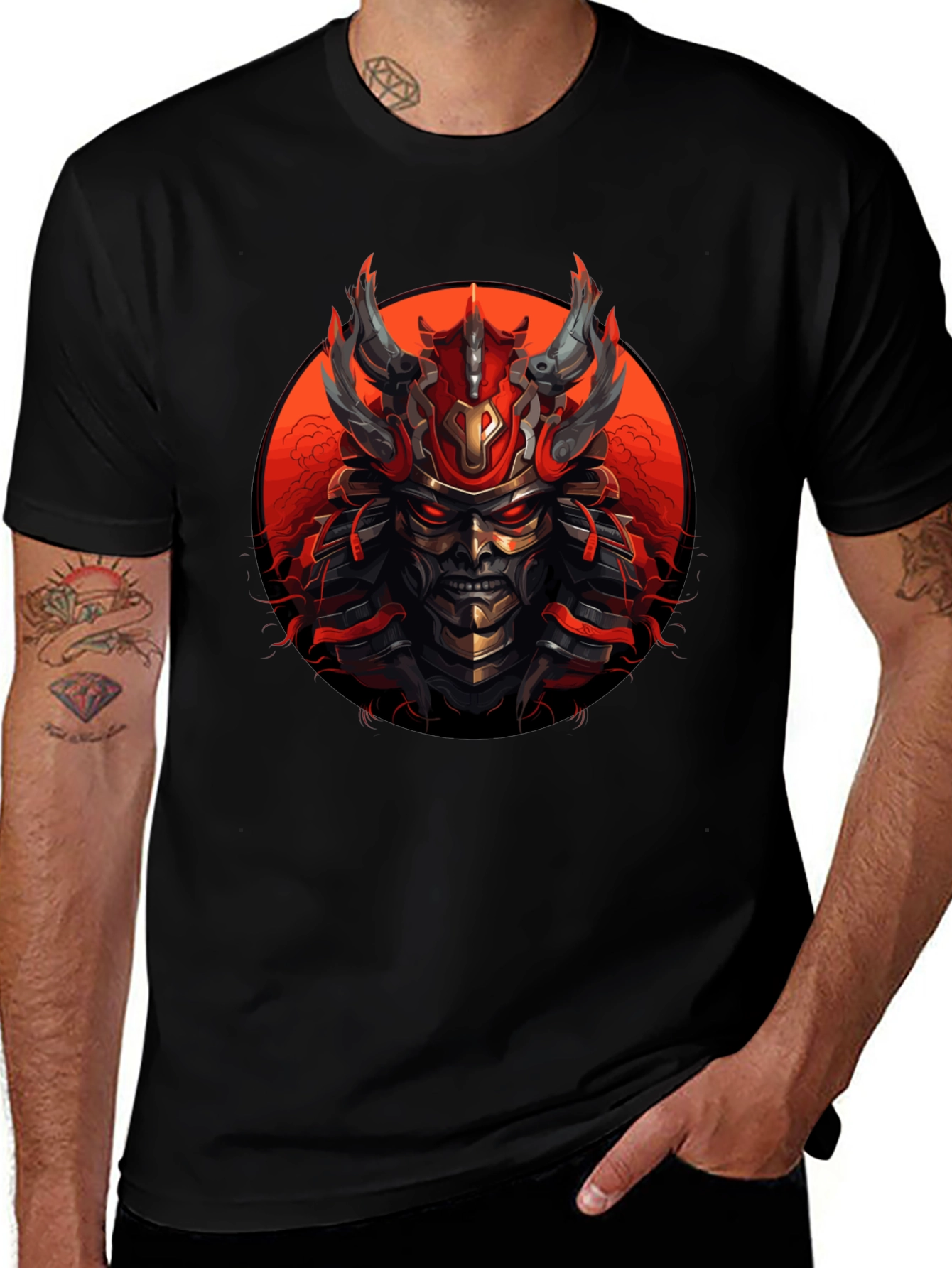 Samurai Warrior Graphic Tee - Mens Black T-Shirt