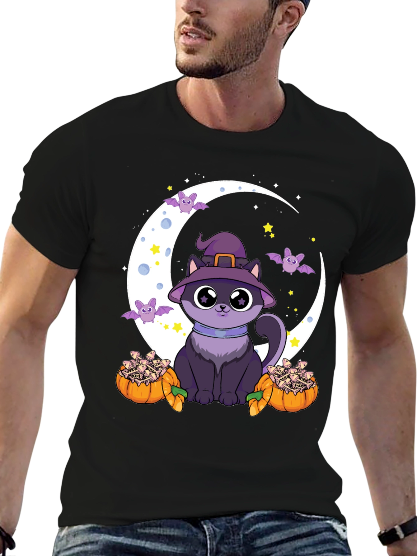 Halloween Cat Moon T-Shirt